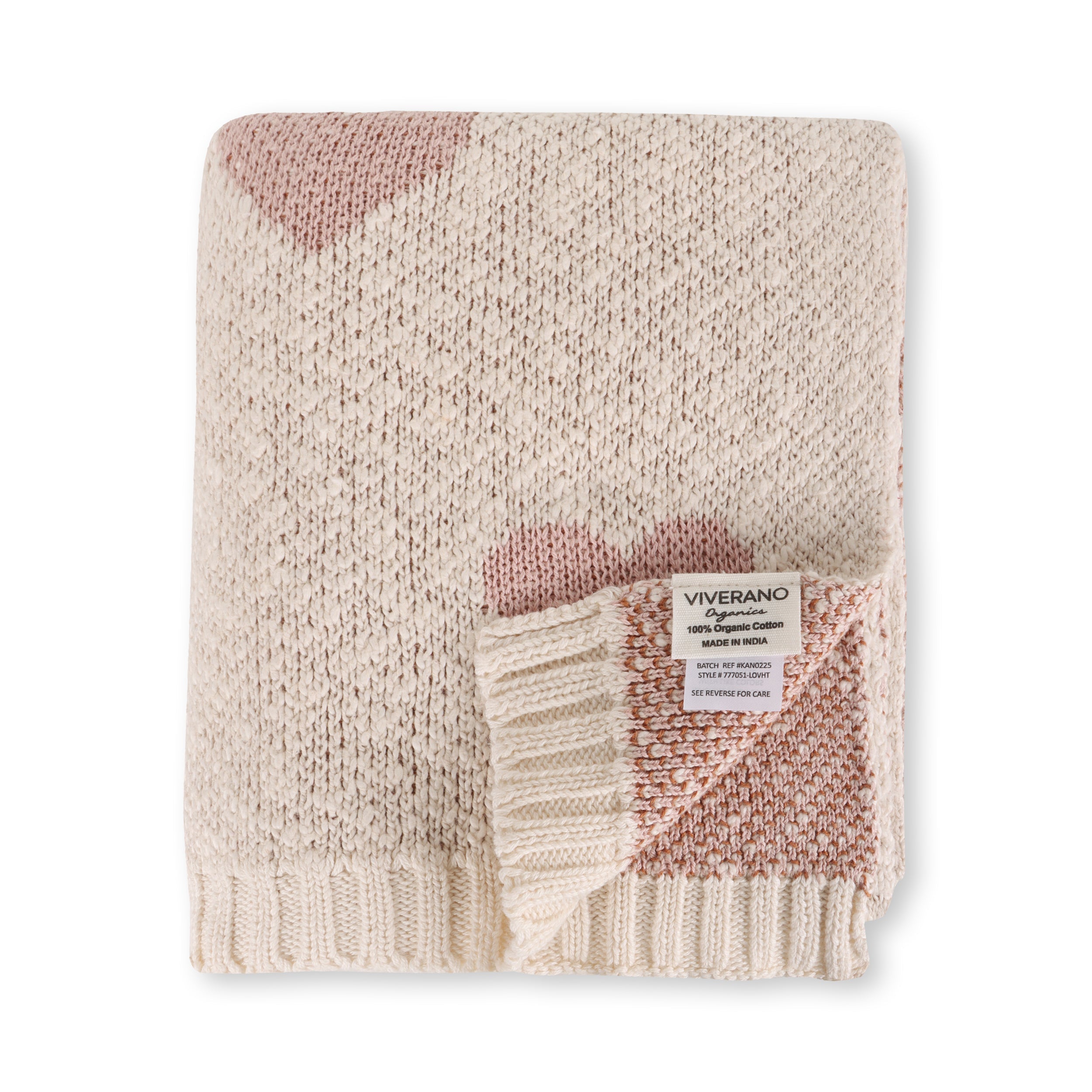 Loving Hearts - Organic Cotton Jacquard Sweater Knit Baby Blanket