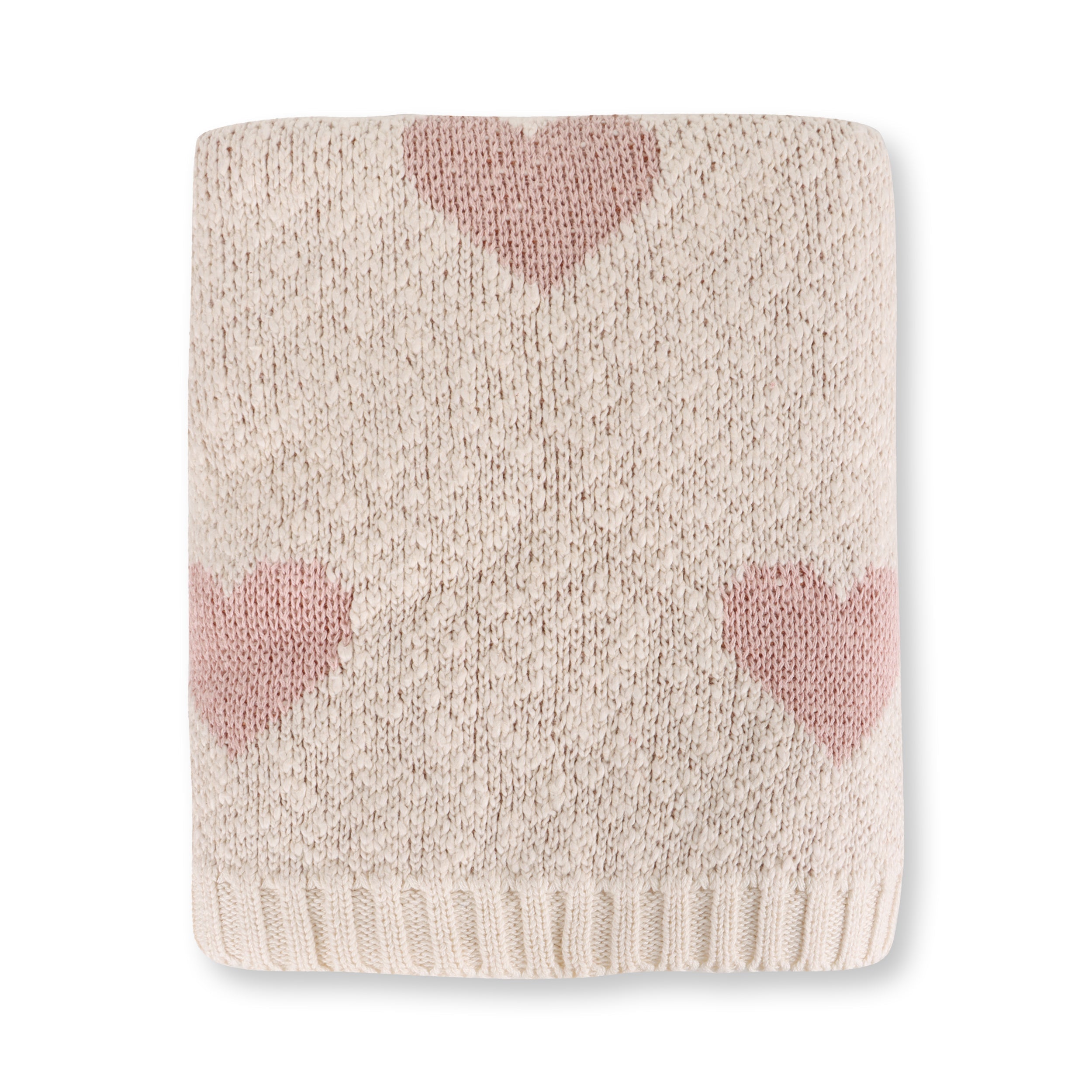 Loving Hearts - Organic Cotton Jacquard Sweater Knit Baby Blanket