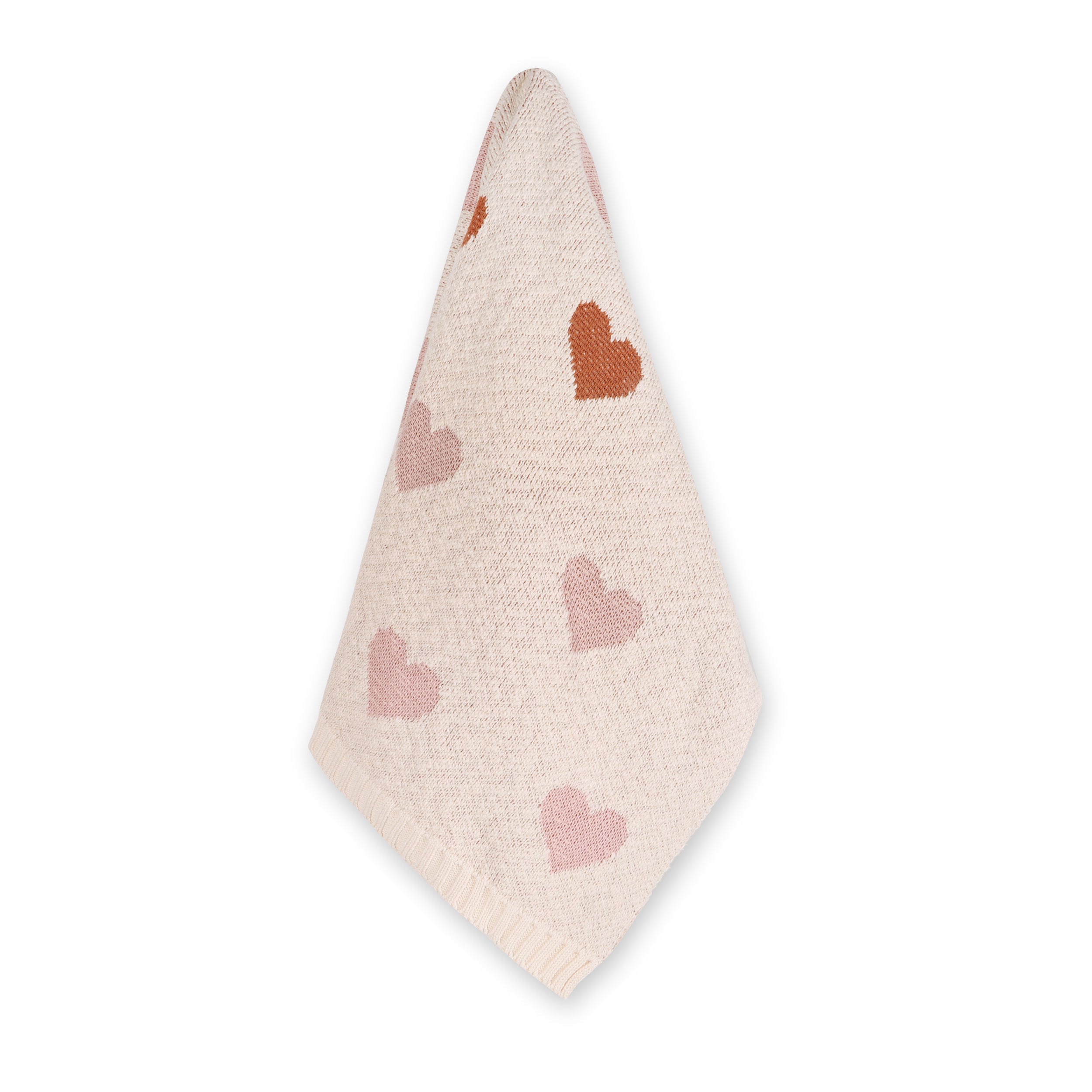 Loving Hearts - Organic Cotton Jacquard Sweater Knit Baby Blanket