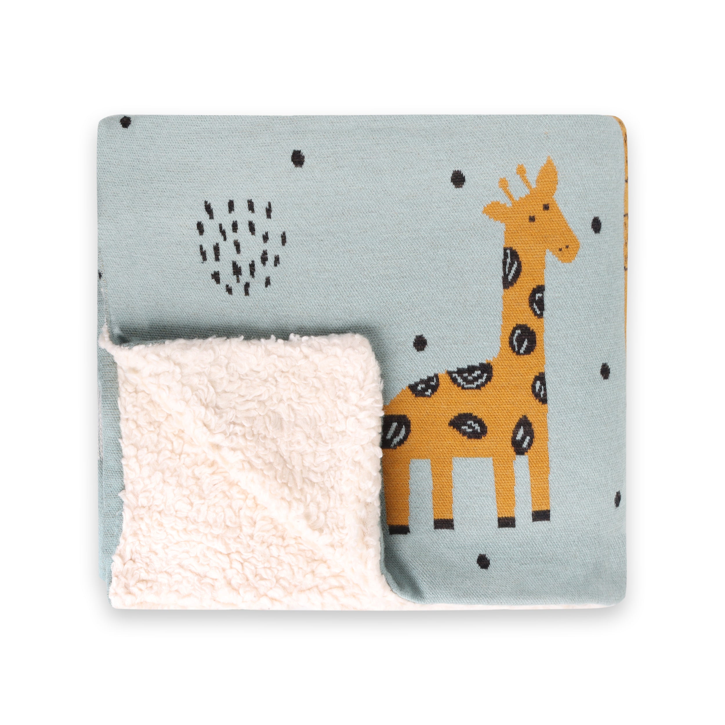 Giraffe Safari Cozy Sherpa Knit Baby Blanket (Organic)