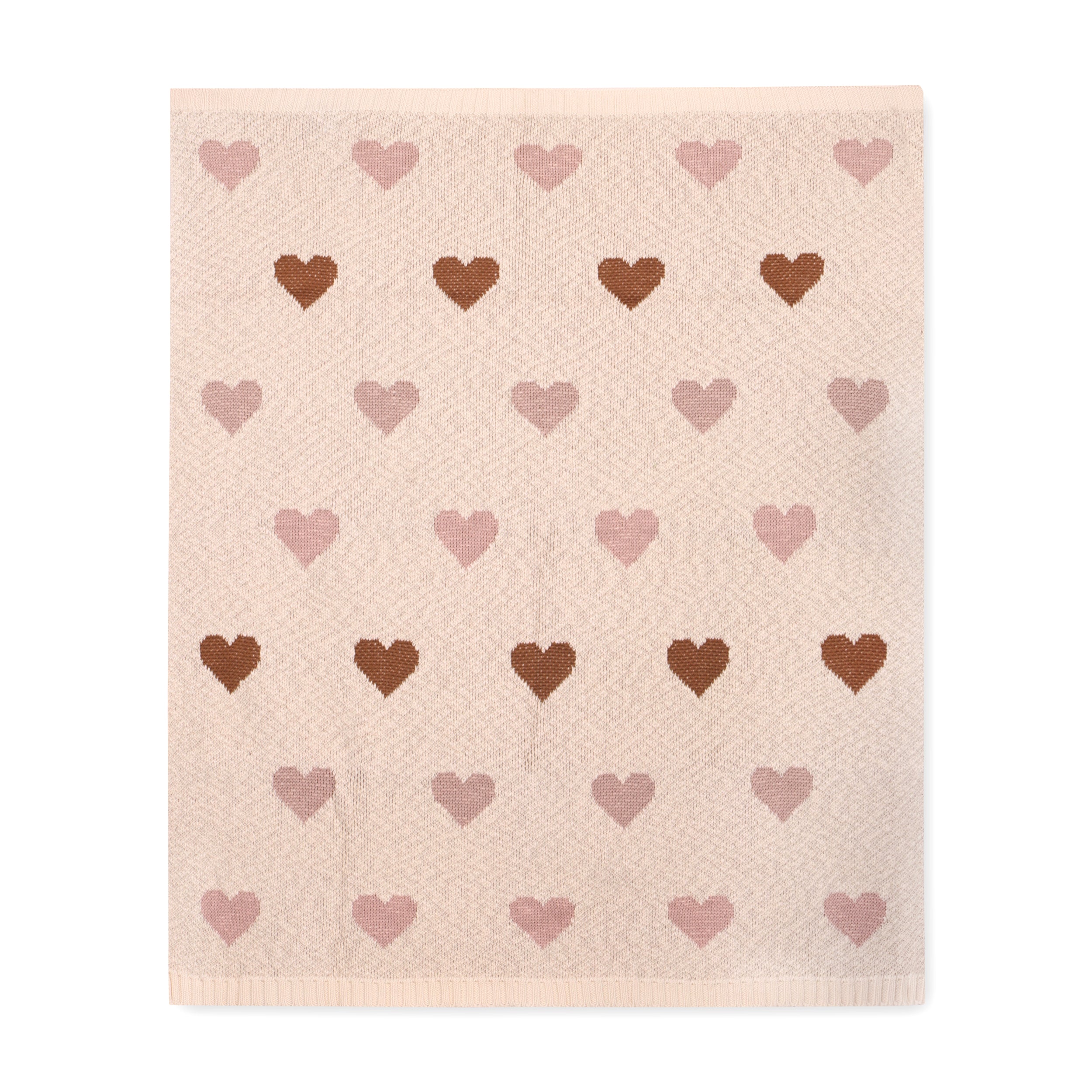Loving Hearts - Organic Cotton Jacquard Sweater Knit Baby Blanket