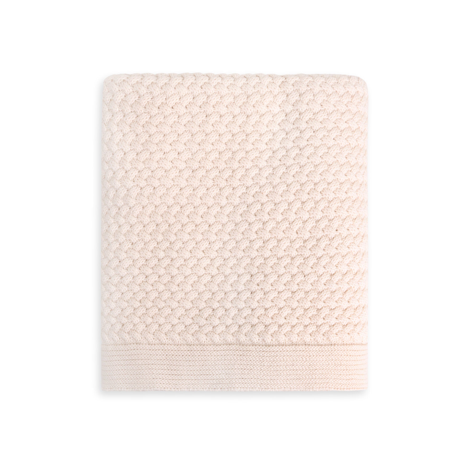 Classic Moss Knit Baby Blanket + Bunny Rattle Gift Set (Organic Cotton) - 3 Colors