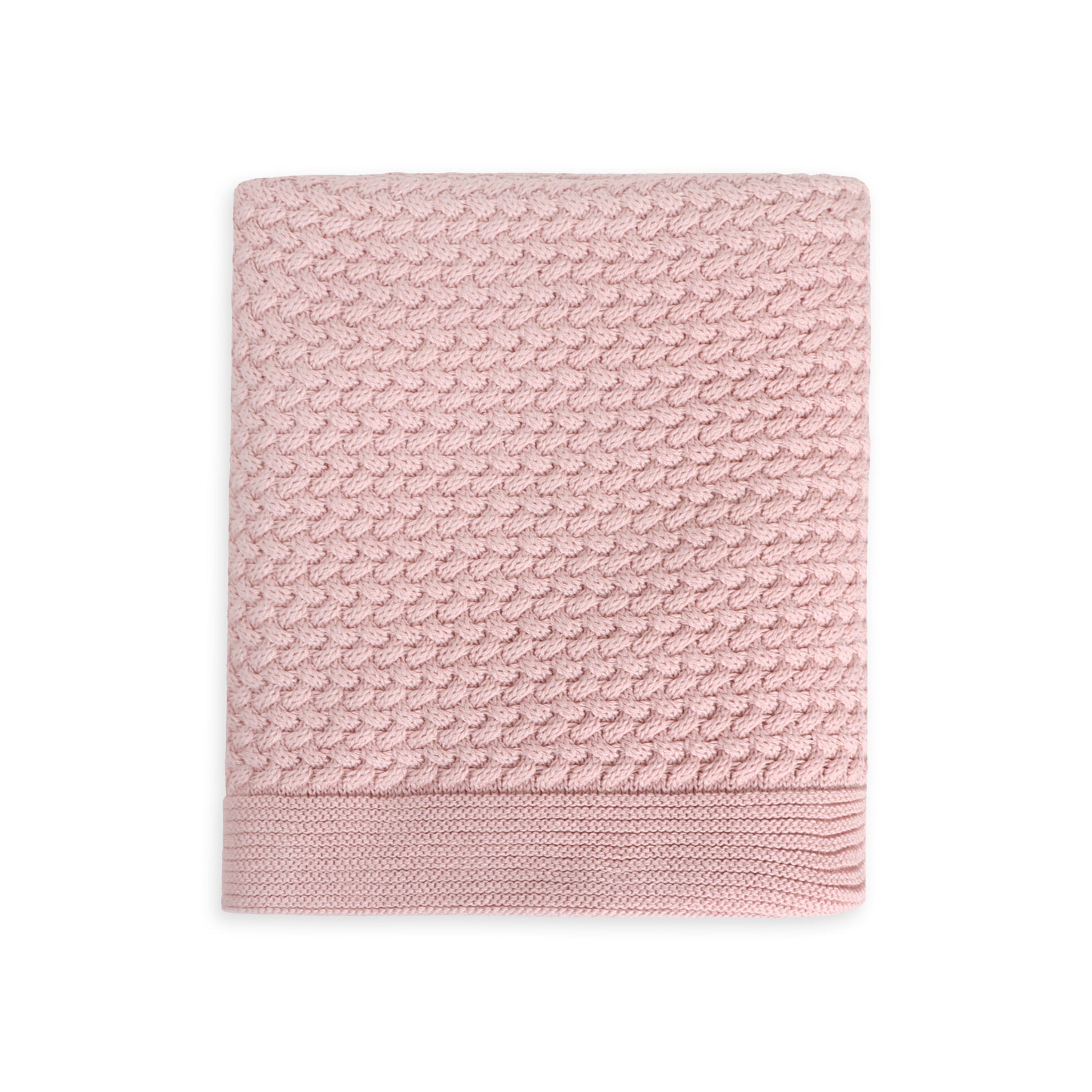 Classic Moss Knit Baby Blanket + Bunny Rattle Gift Set (Organic Cotton) - 3 Colors