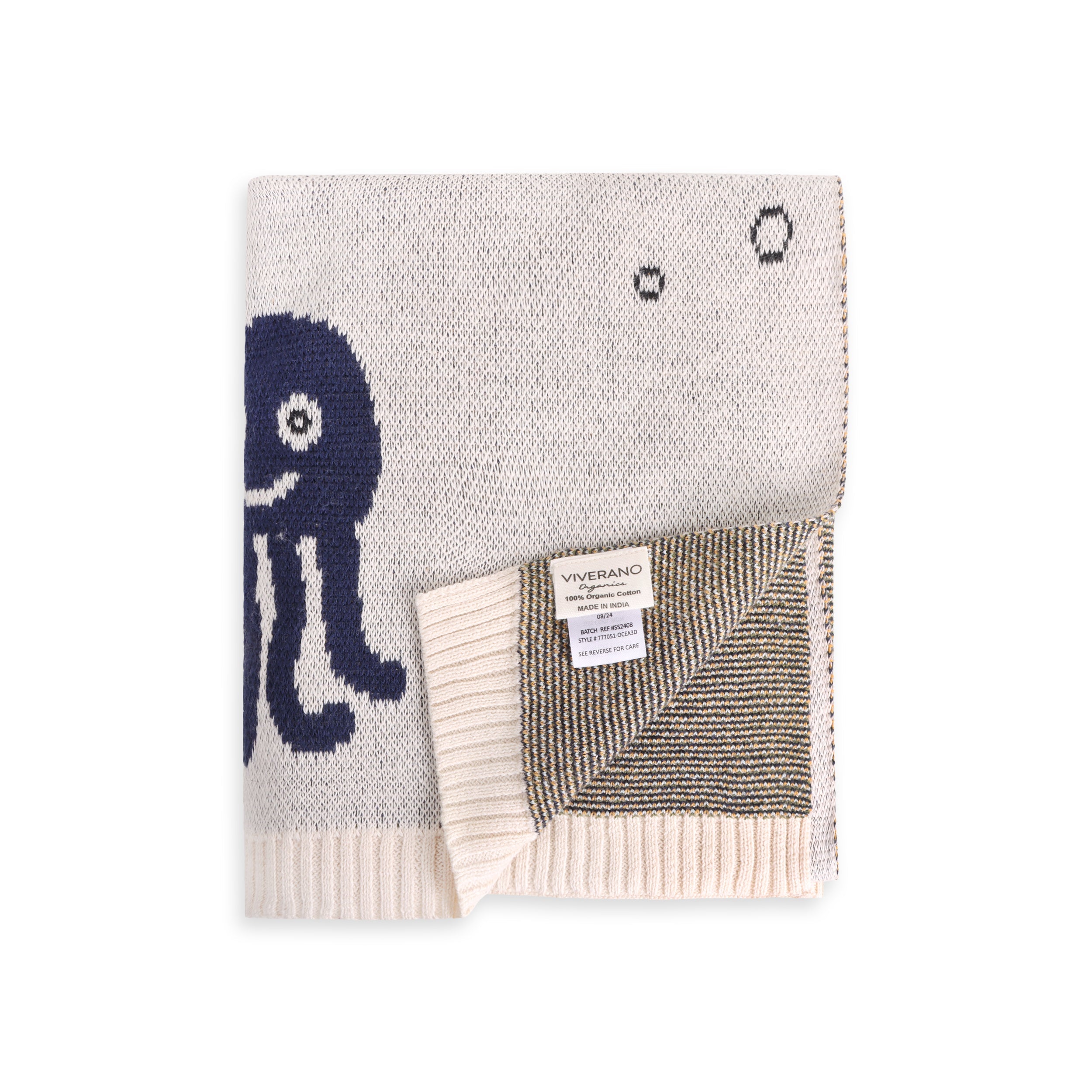 Ocean Life 3D - Organic Cotton Jacquard Sweater Knit Baby Blanket