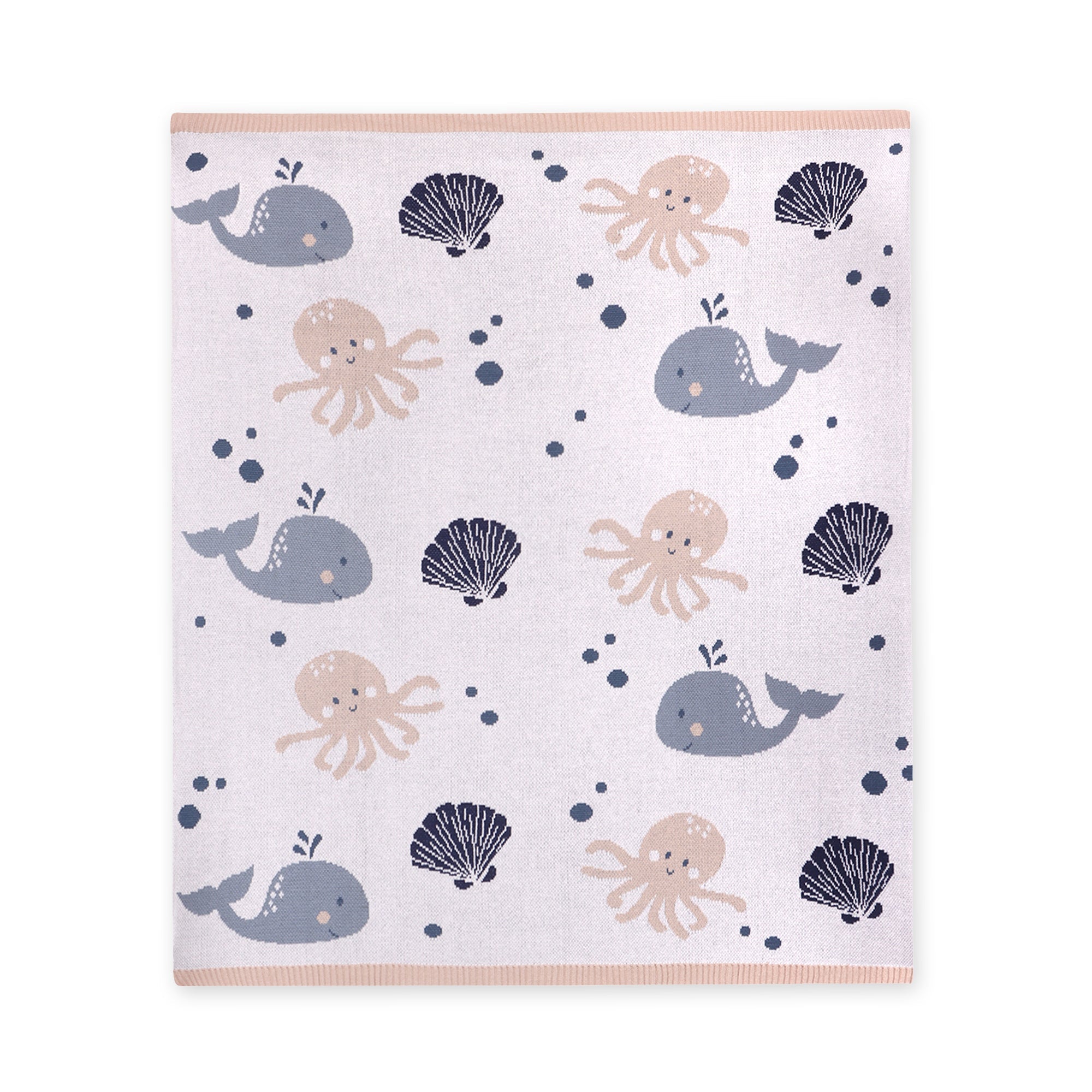 Octopus & Whale - Jacquard Sweater Knit Baby Blankets (Organic Cotton)
