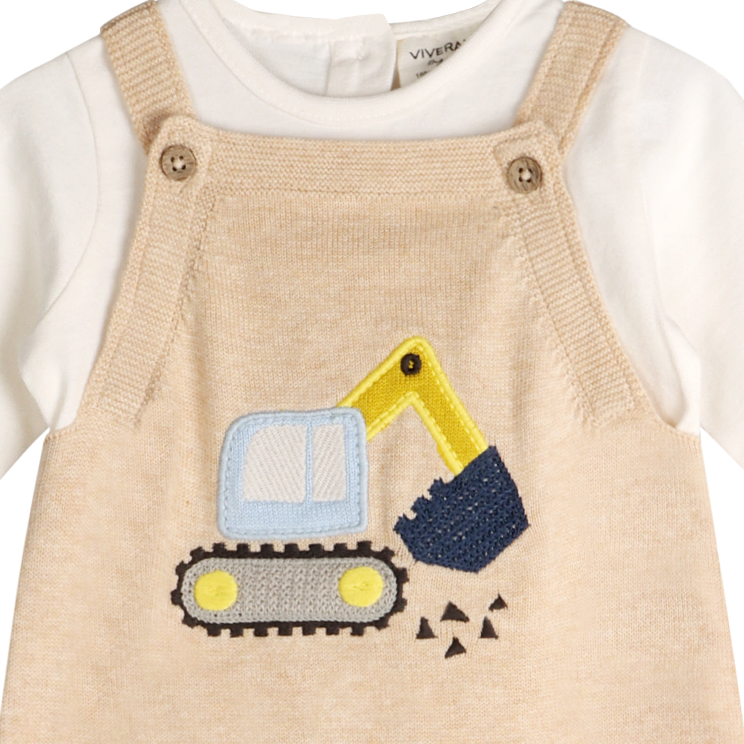 Excavator Truck Embroidered Baby Overall Set (Organic Cotton)