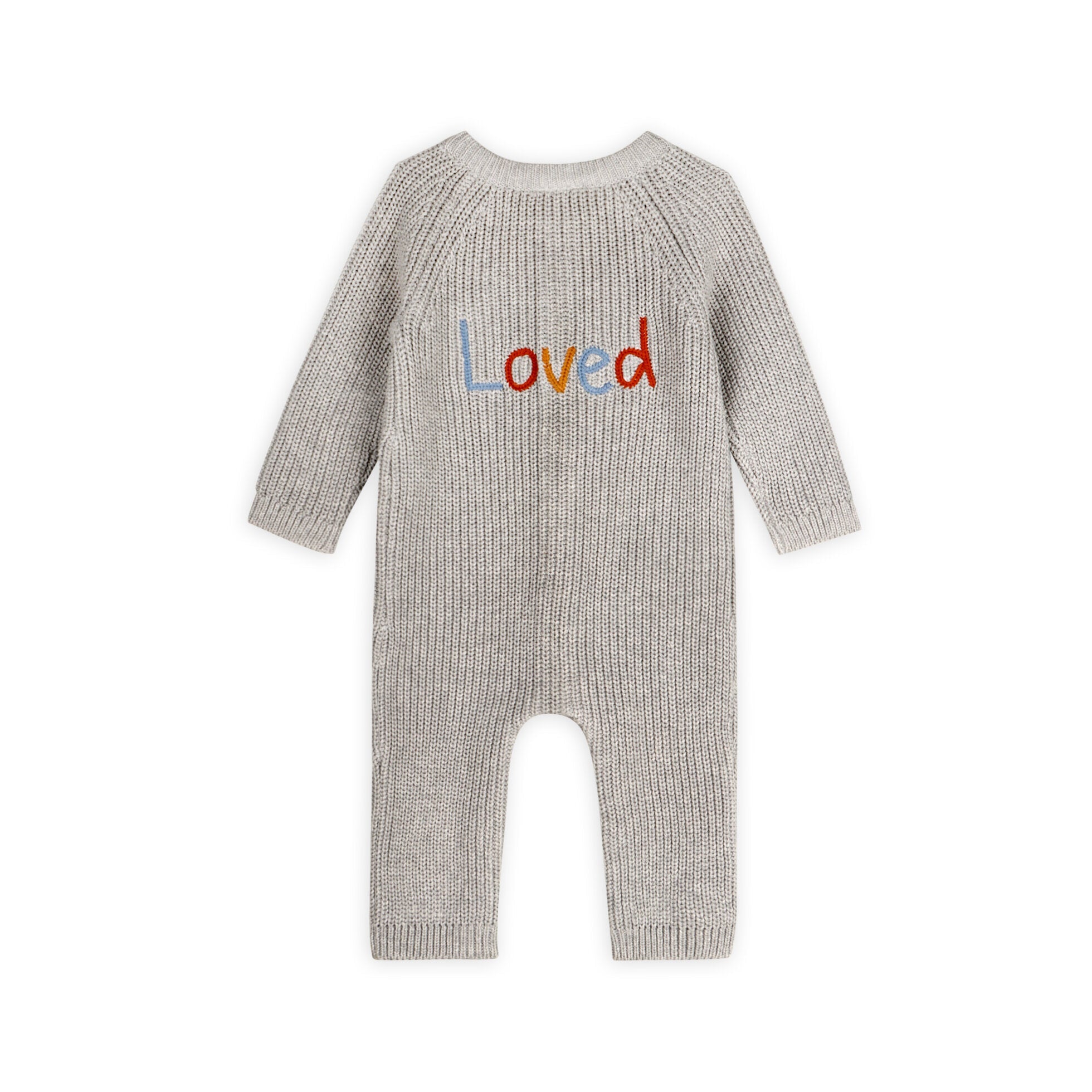Loved Embroidered Sweater Knit Baby Jumpsuit (Organic Cotton)