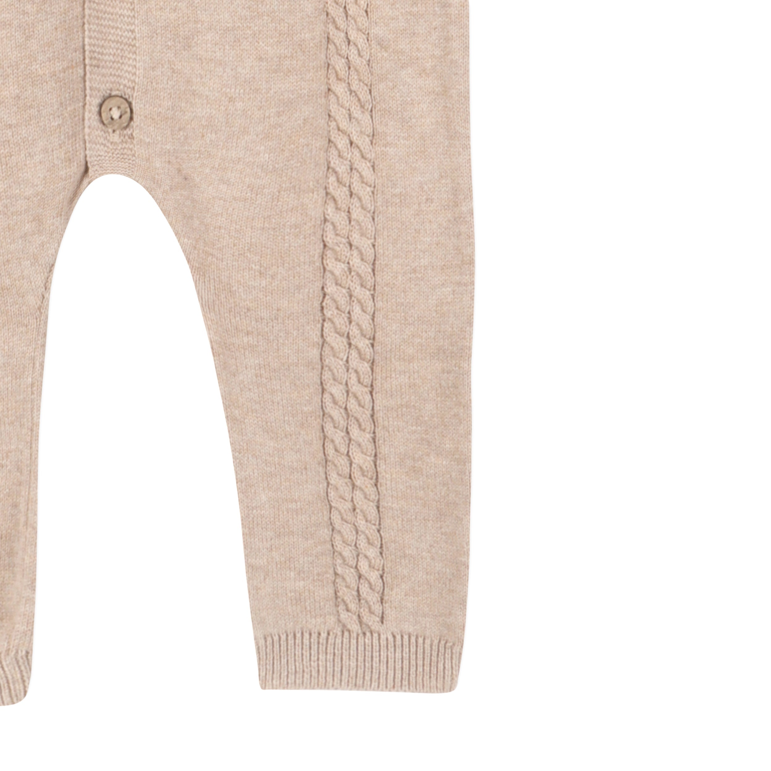 Pointelle Cable Knit Baby Jumpsuit (Organic Cotton) - Tan Heather