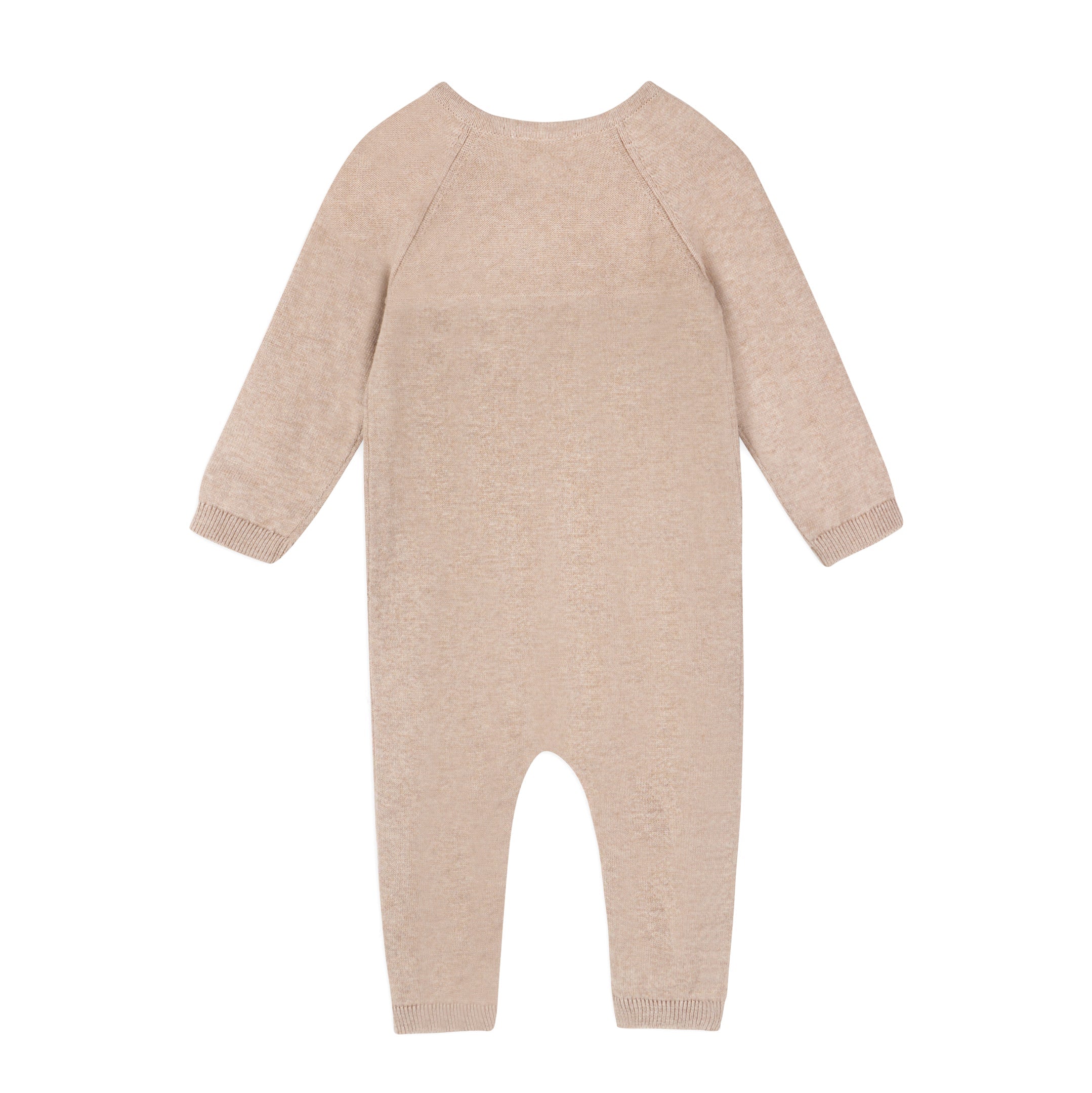 Pointelle Cable Knit Baby Jumpsuit (Organic Cotton) - Tan Heather