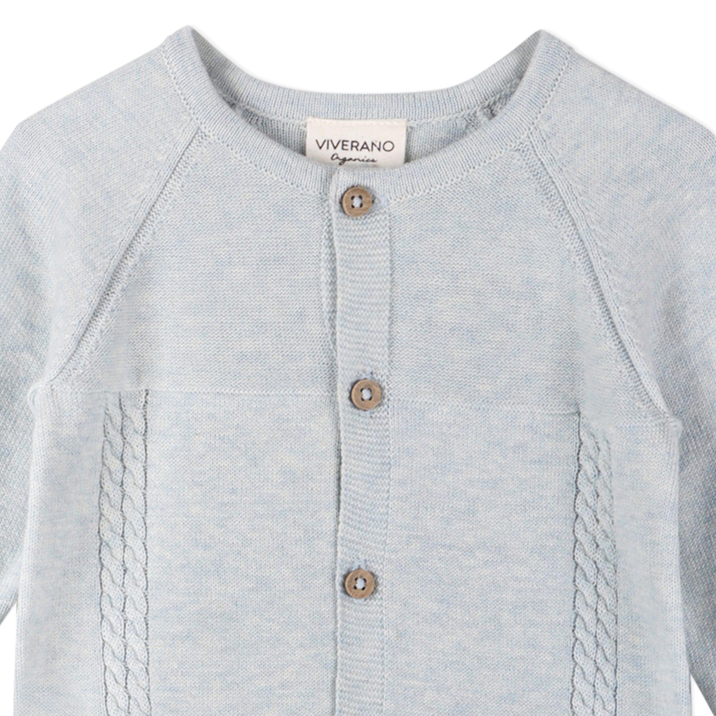 Pointelle Cable Knit Baby Jumpsuit (Organic Cotton) - Sky Blue