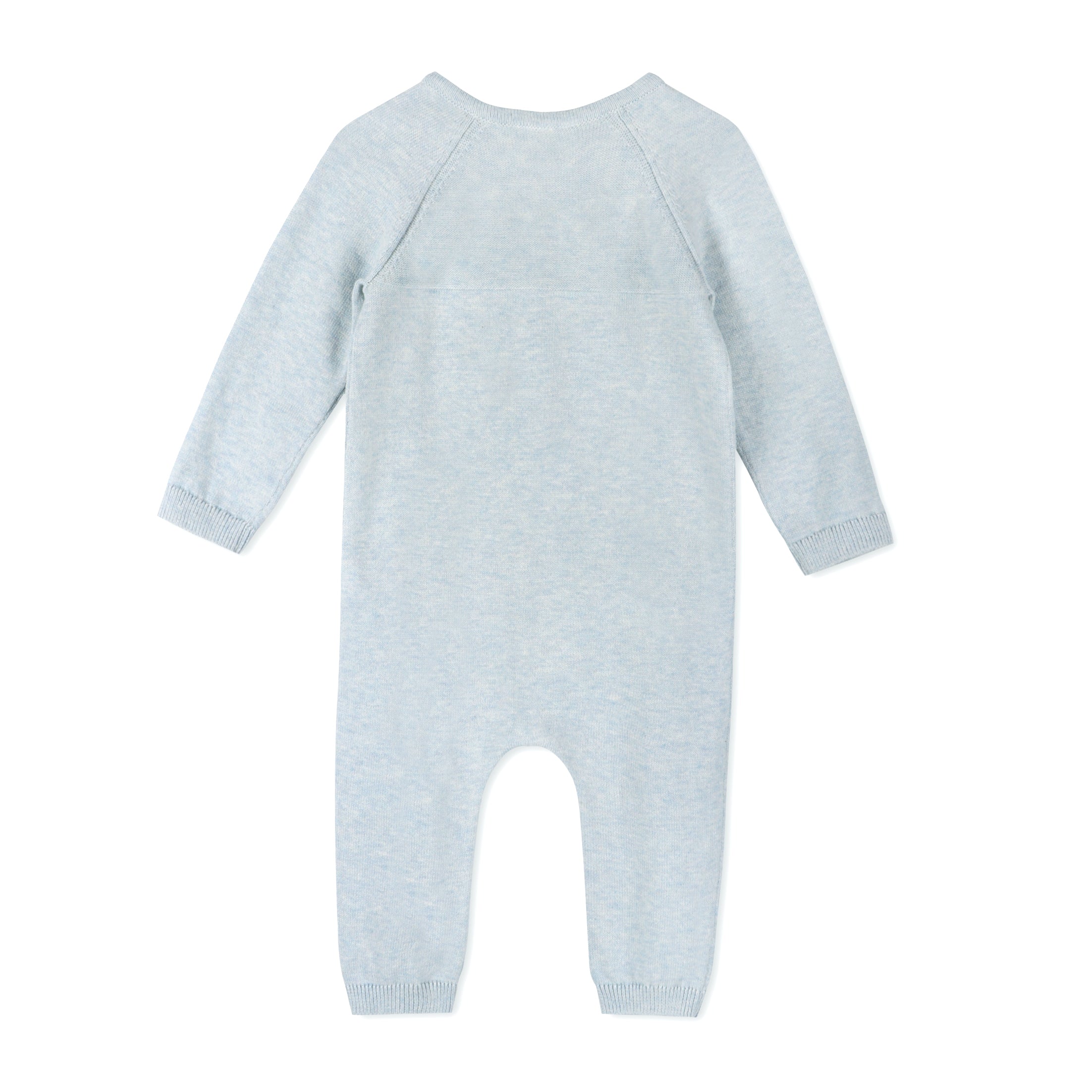 Pointelle Cable Knit Baby Jumpsuit (Organic Cotton) - Sky Blue