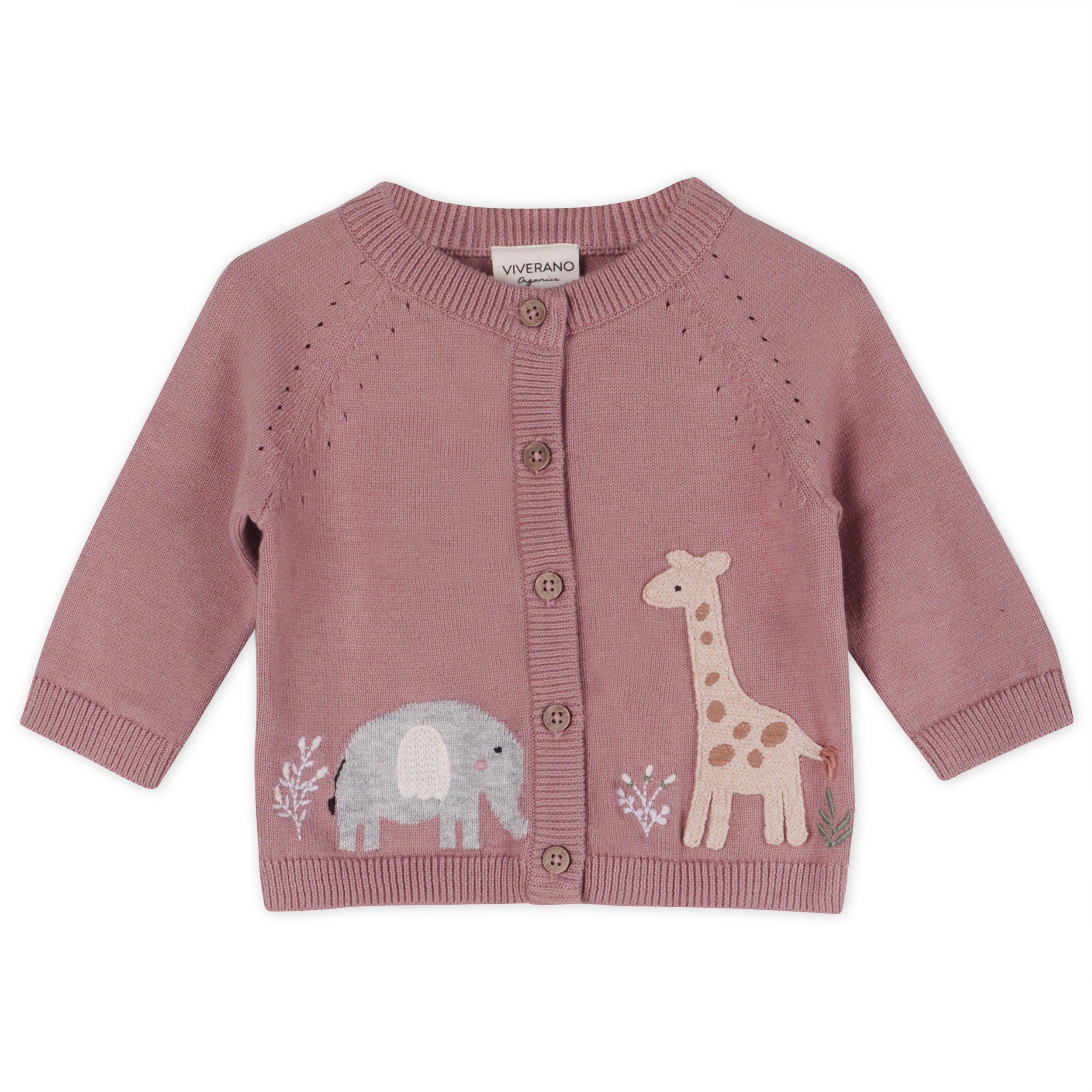 Giraffe Elephant Baby Cardigan Sweater (Organic) - 2 Colors