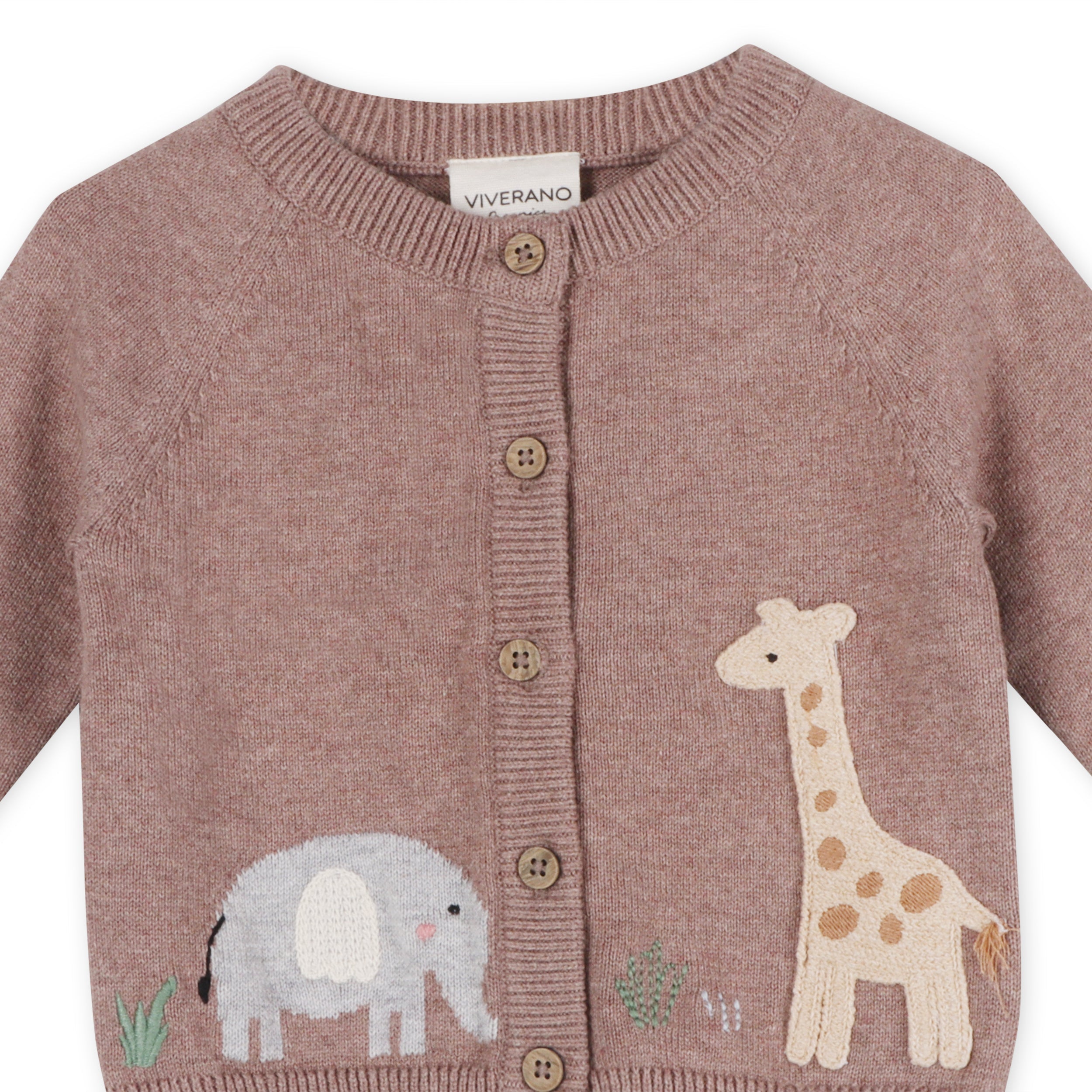 Giraffe Elephant Baby Cardigan Sweater (Organic) - 2 Colors