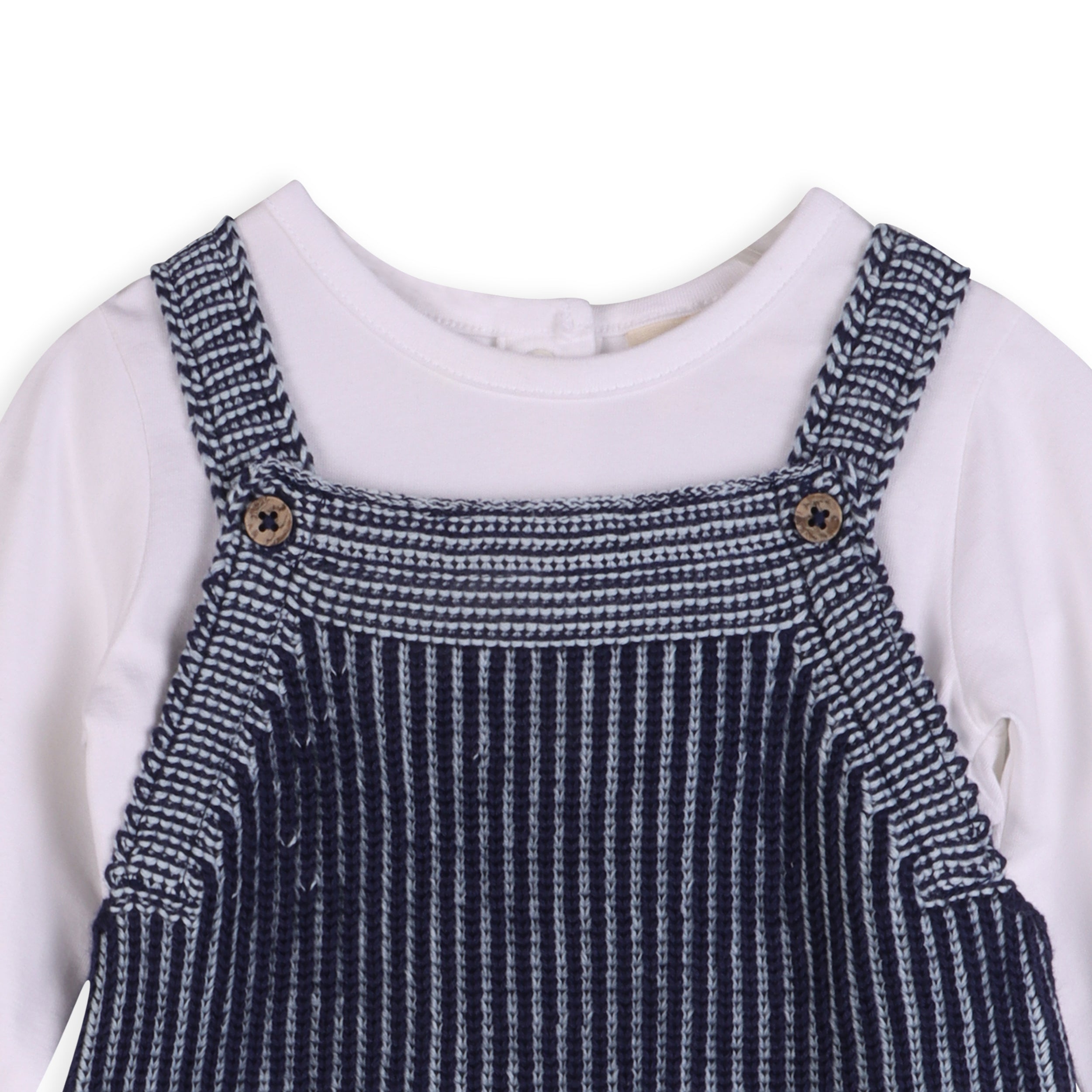 Denim Blue Ribbed Knit Baby Overall Set (Organic Cotton)