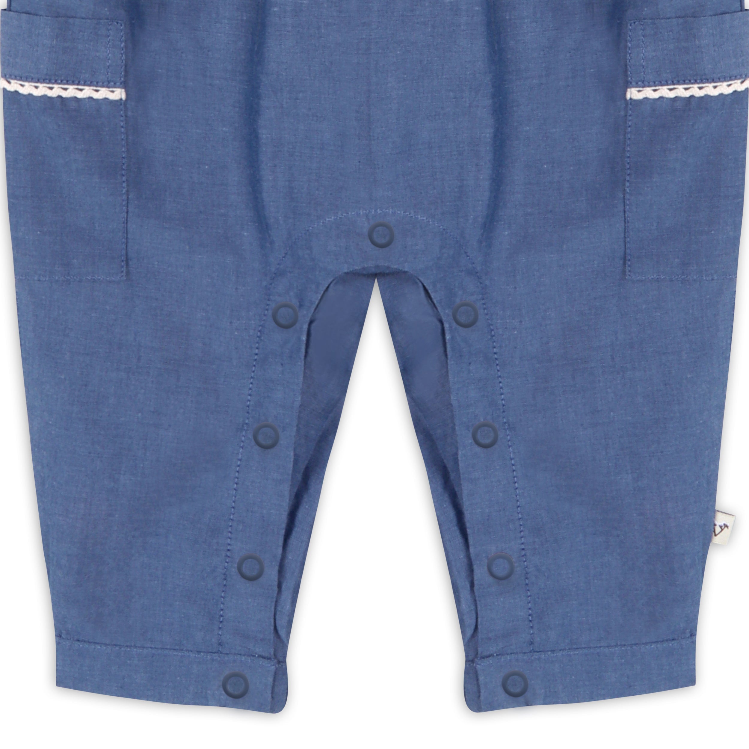 Brooklyn Soft Chambray Baby Jumpsuit & Headband Set (Organic Cotton)