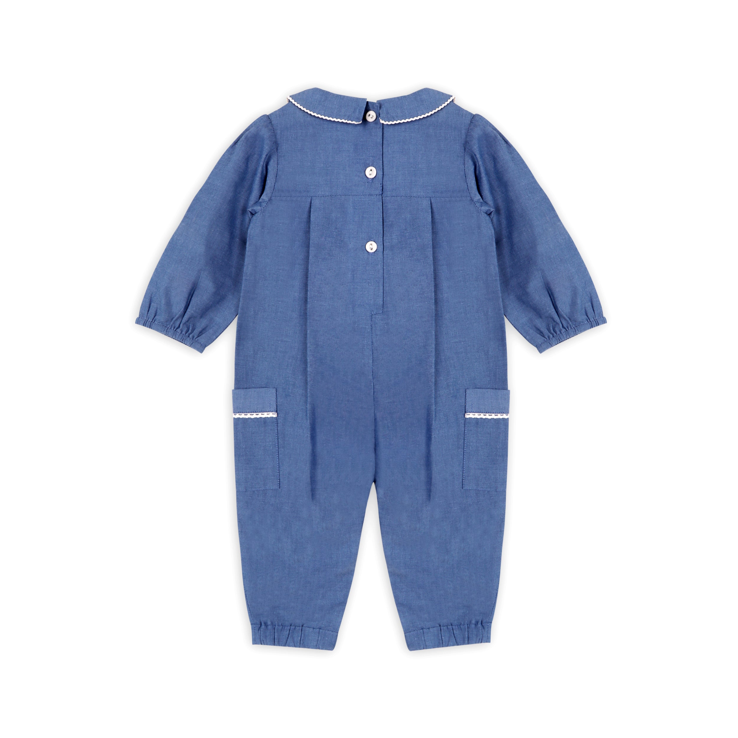Brooklyn Soft Chambray Baby Jumpsuit & Headband Set (Organic Cotton)