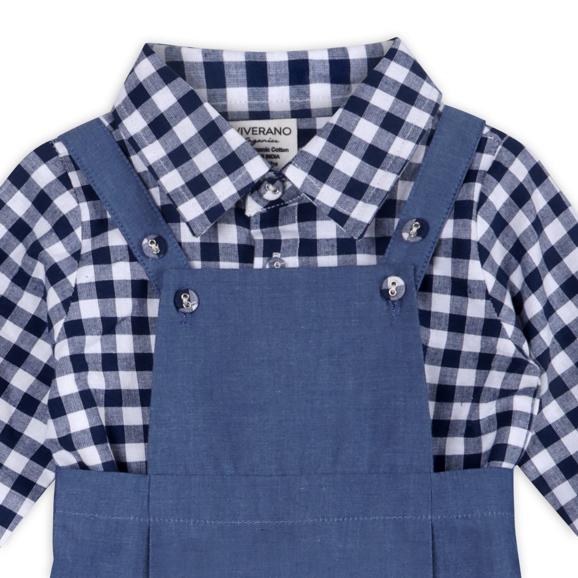 Oxford Gingham Baby Shirt & Overall Jumpsuit (Organic Cotton)