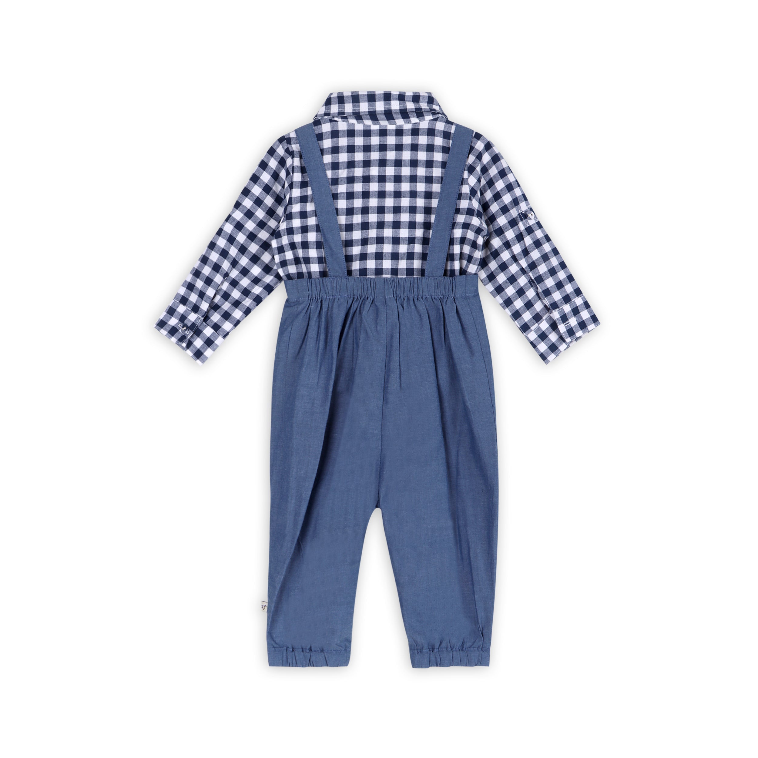 Oxford Gingham Baby Shirt & Overall Jumpsuit (Organic Cotton)