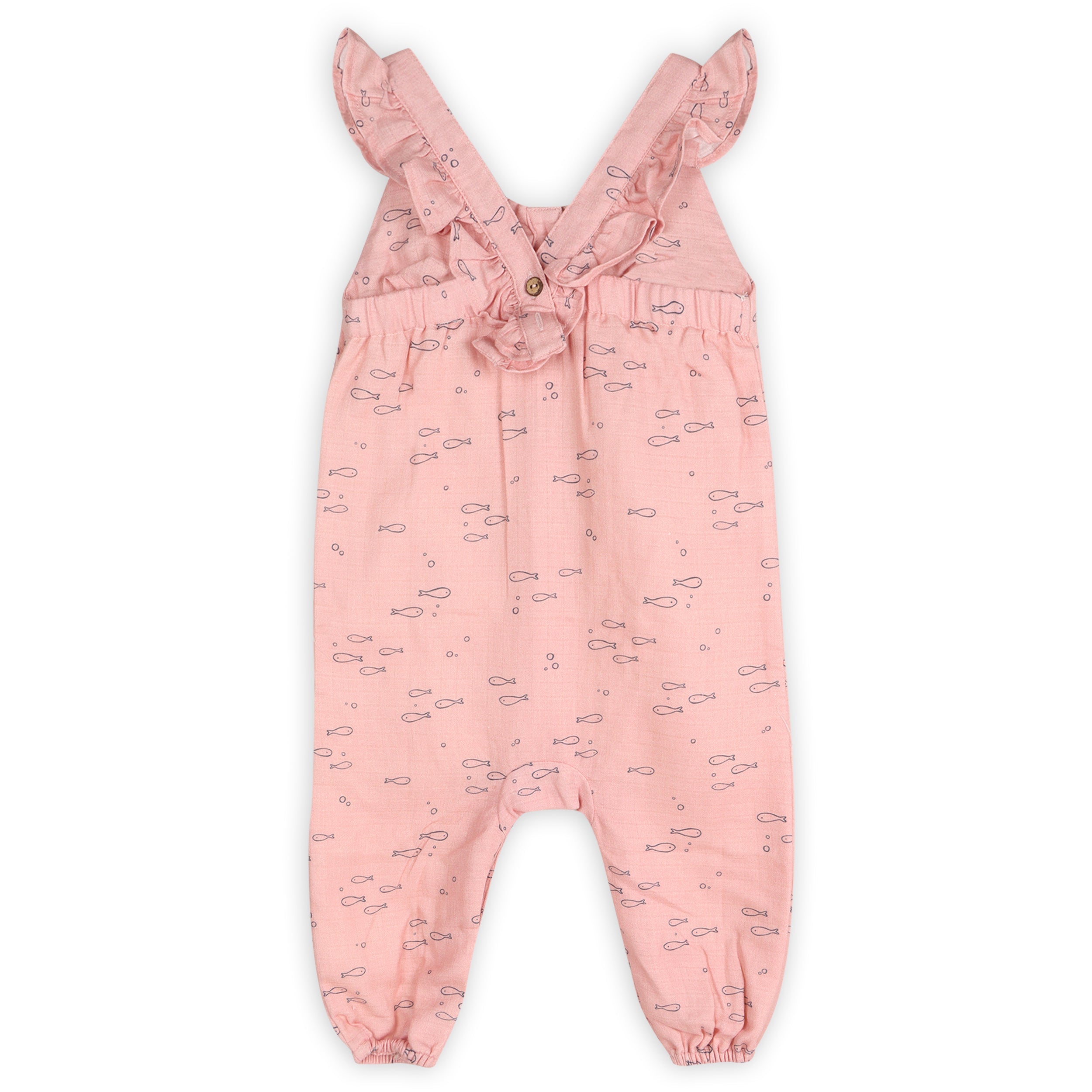 Fishes Sleeveless Baby Ruffle Baby Jumpsuit (Organic Muslin)