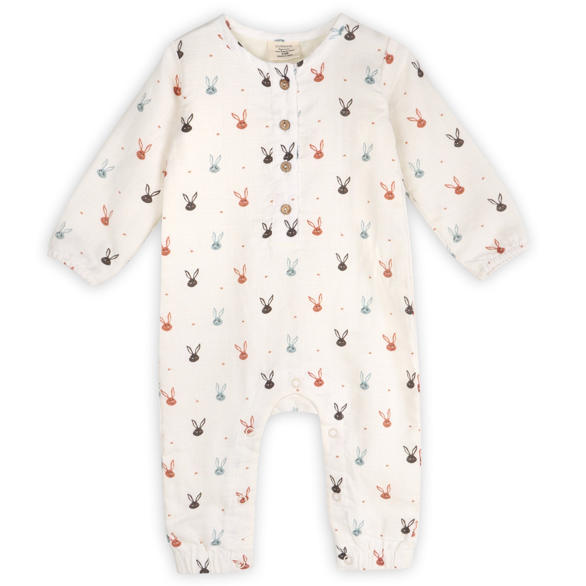 Mini Bunnies Long Sleeve Baby Jumpsuit (Organic Muslin)