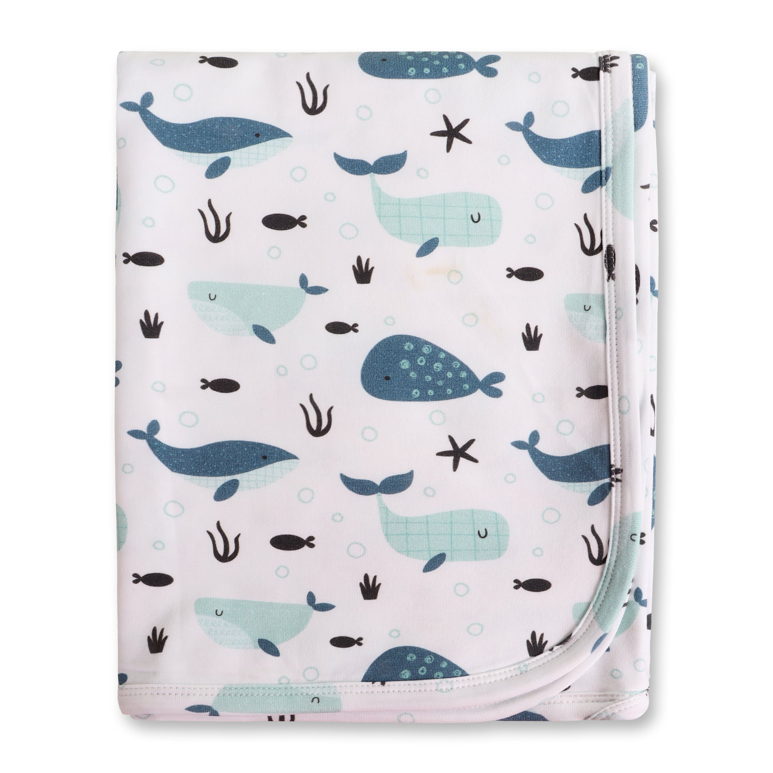 Whales Reversible Baby Blanket (Organic Jersey)