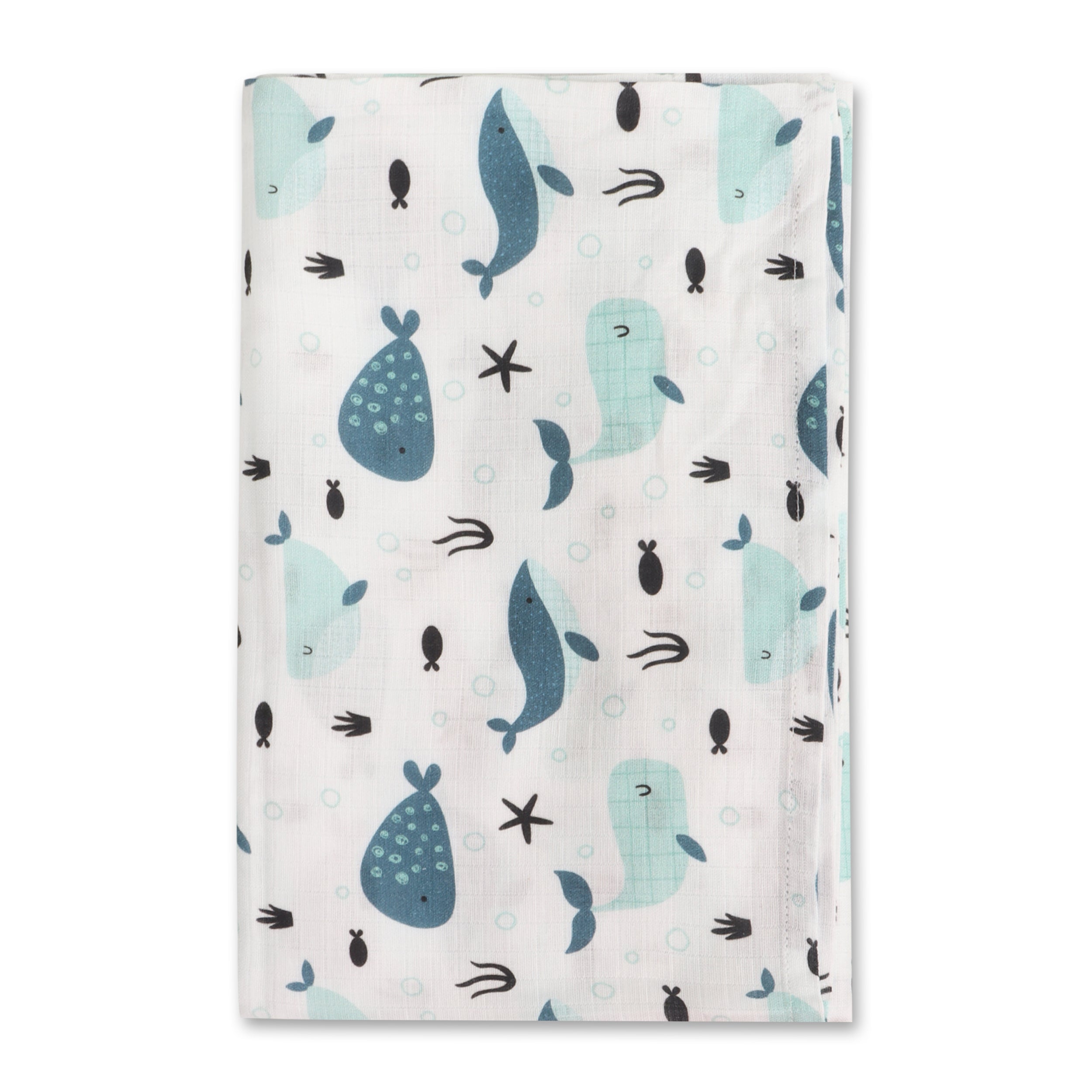 Whales Baby Swaddle Blanket (Organic Muslin)