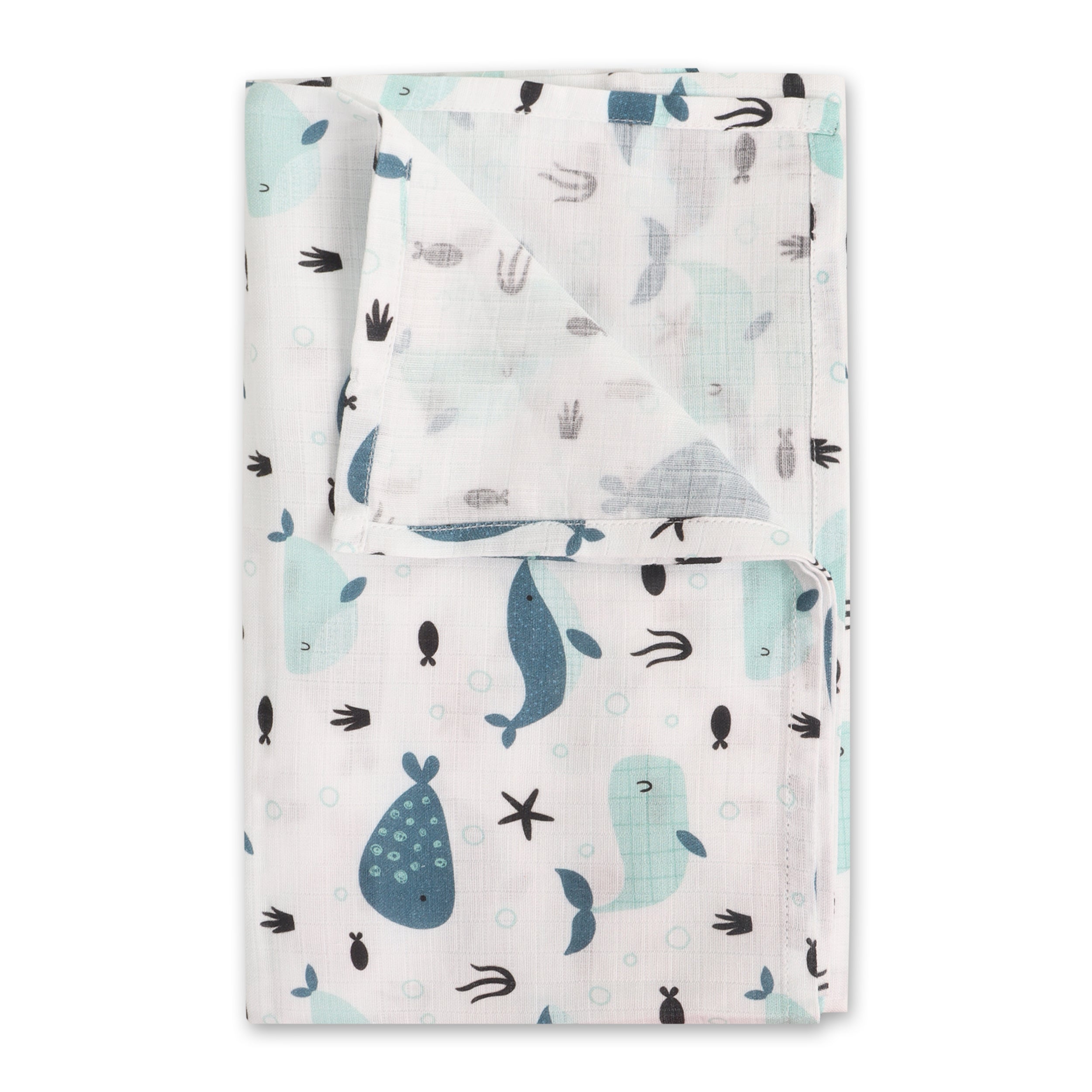 Whales Baby Swaddle Blanket (Organic Muslin)