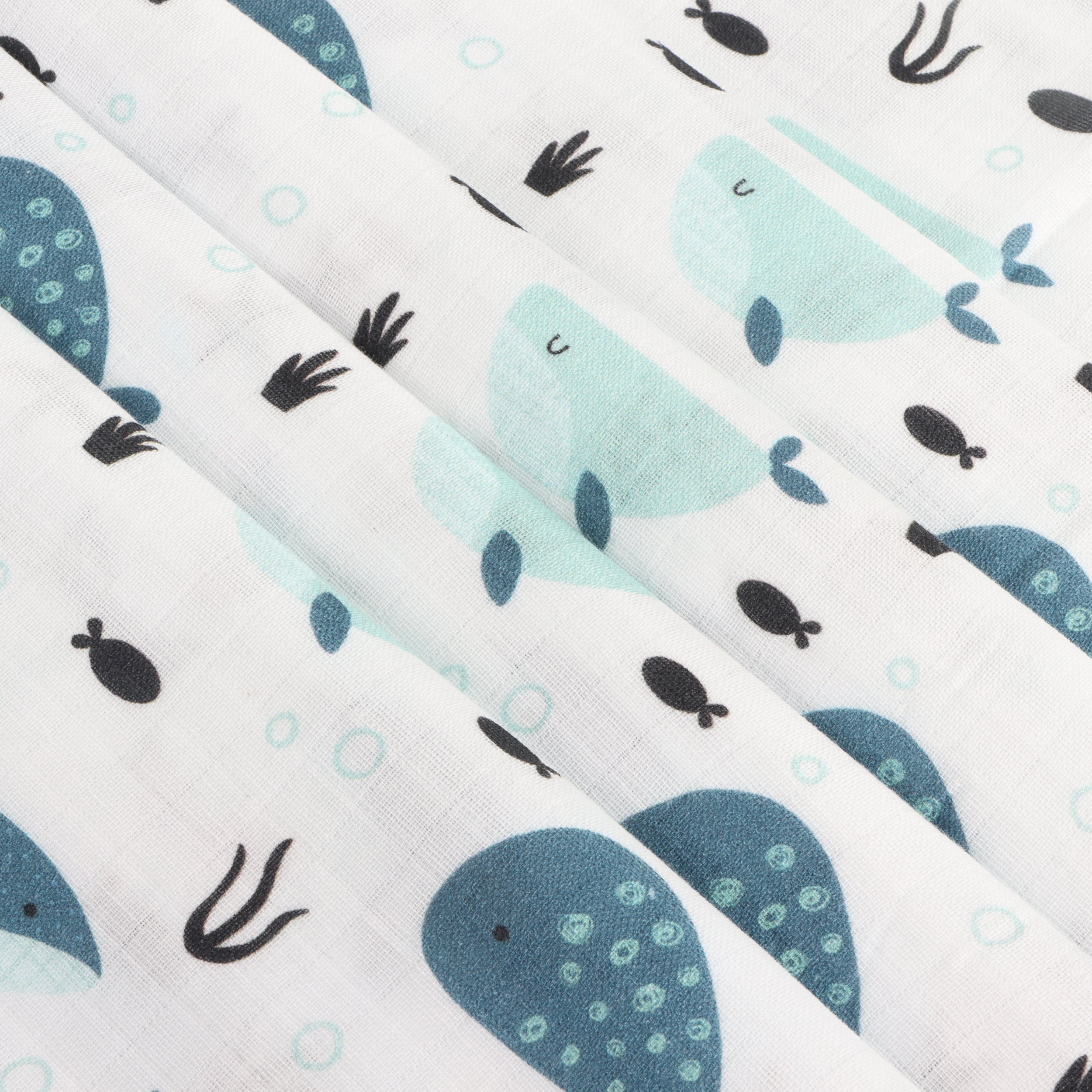 Whales Baby Swaddle Blanket (Organic Muslin)