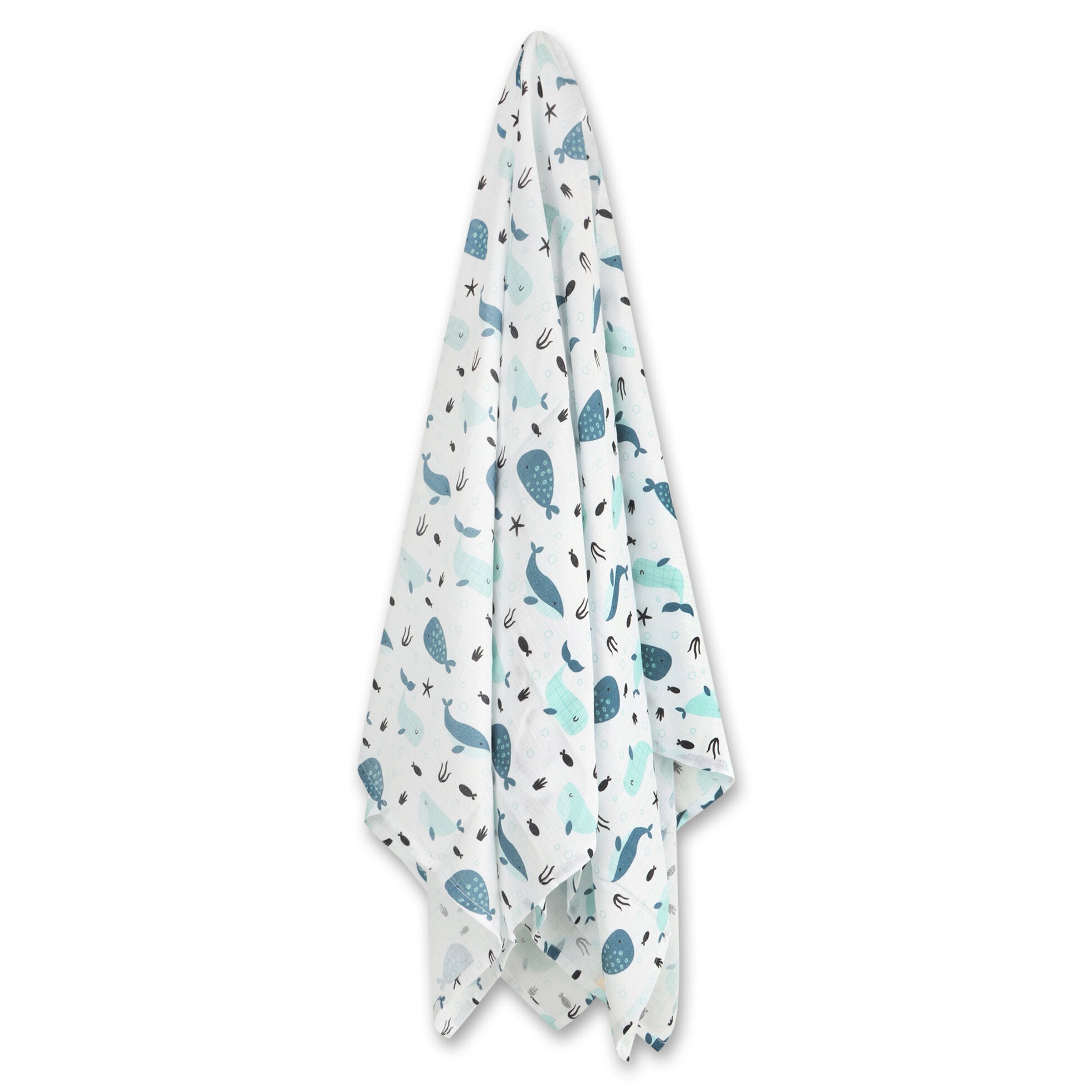 Whales Baby Swaddle Blanket (Organic Muslin)