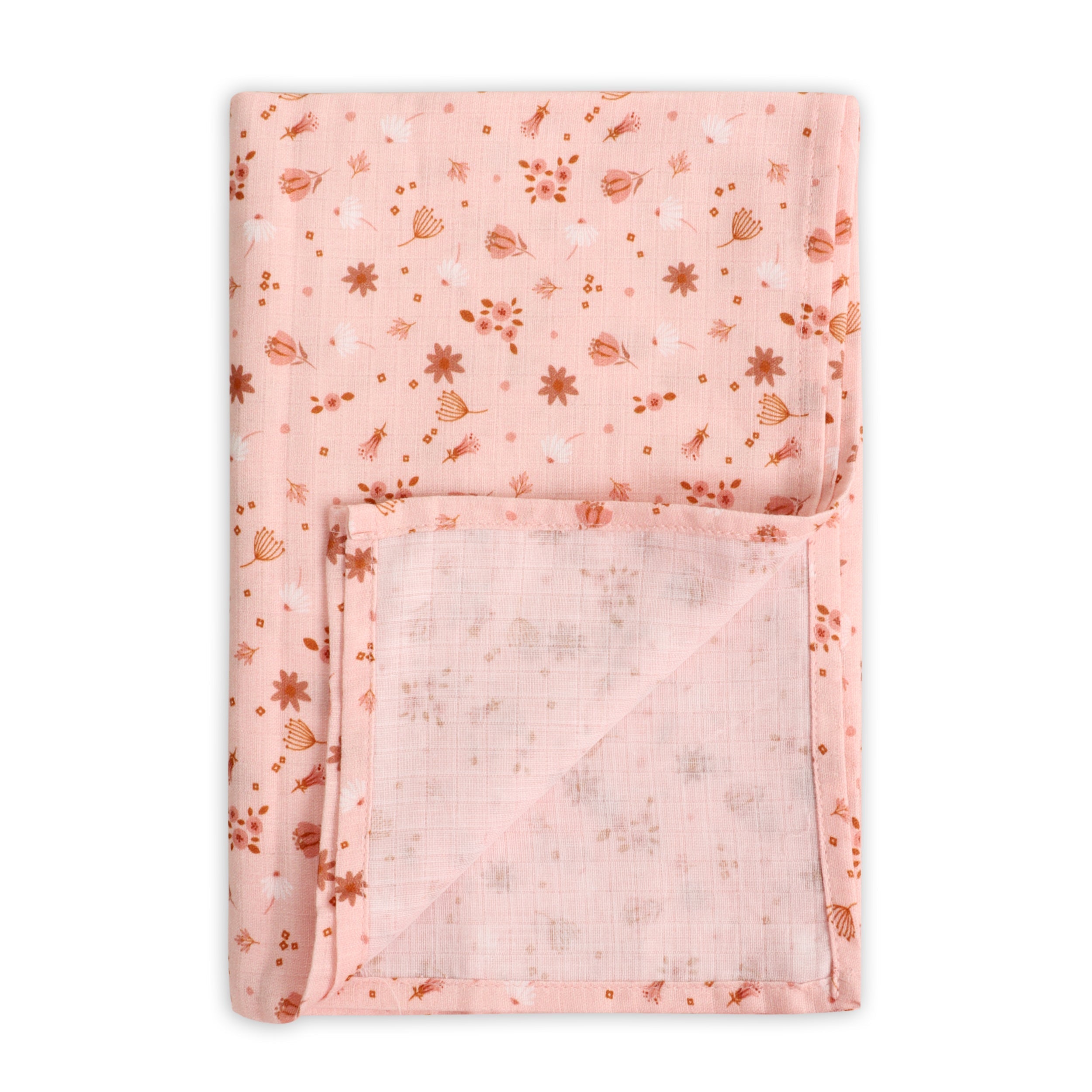 Pink Floral Baby Swaddle Blanket (Organic Muslin)