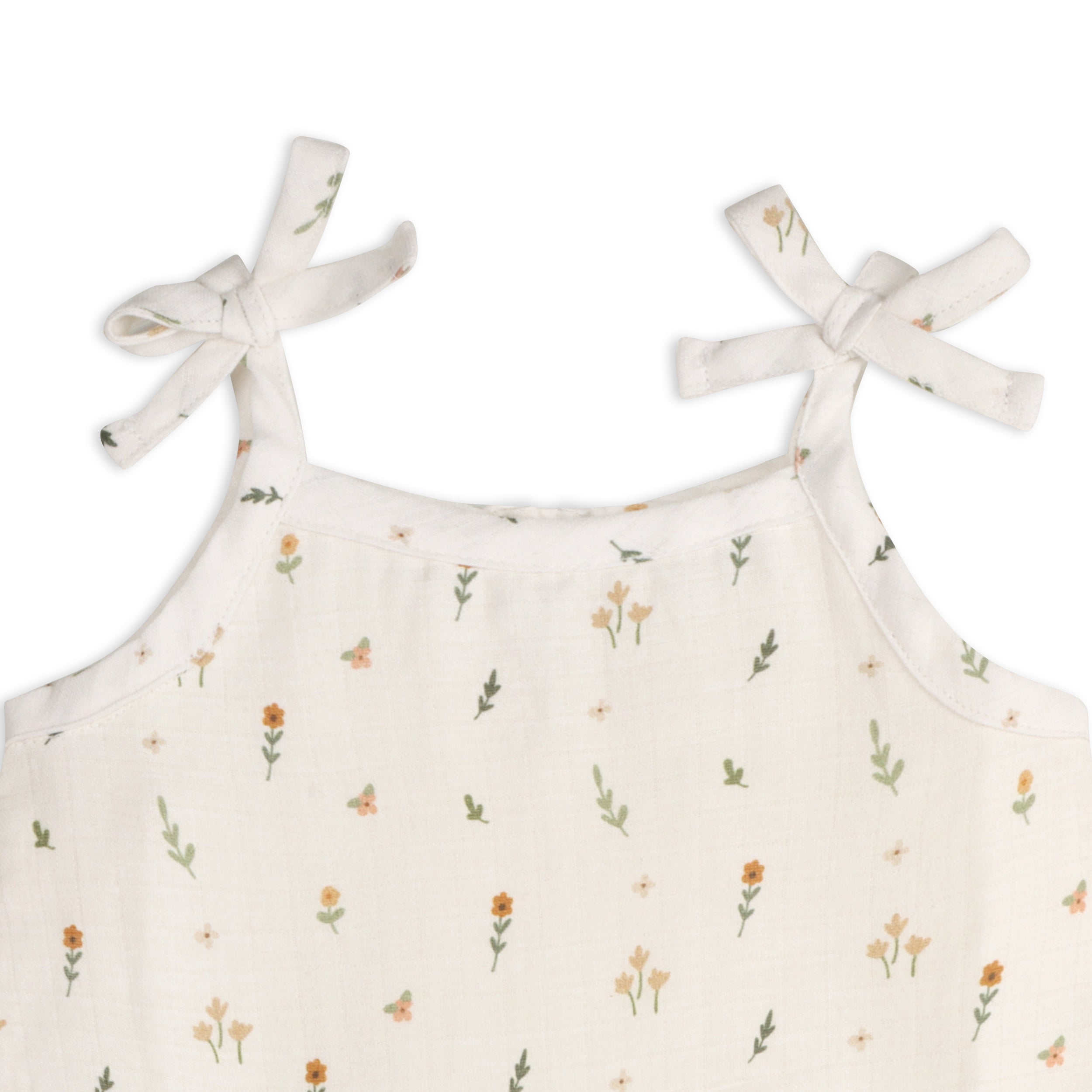 Boho Floral Shoulder Tie Shirt Top & Bloomer Set (Organic Muslin)