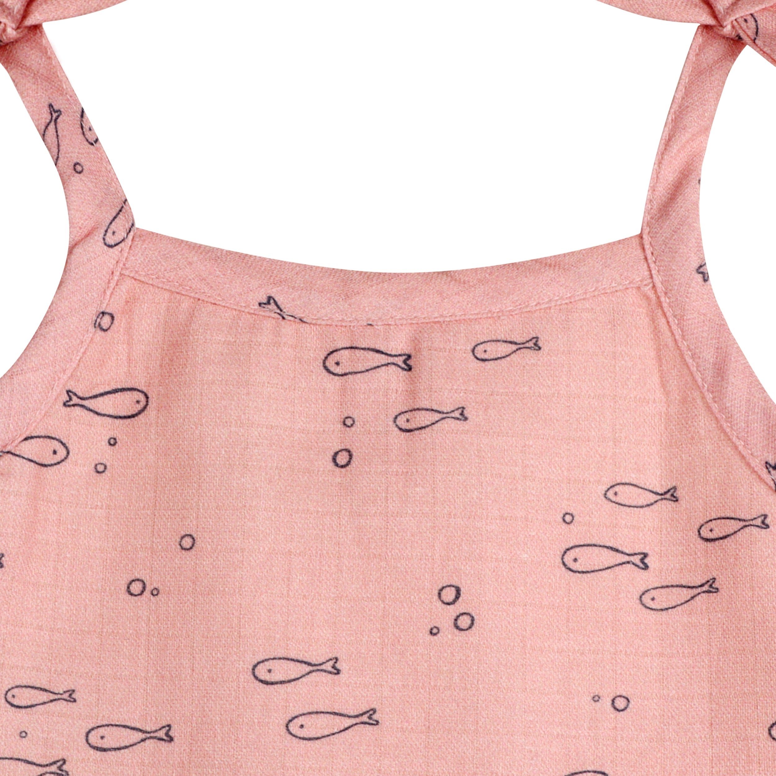 Fishes Shoulder Tie Baby Top & Bottom Set (Organic Muslin)