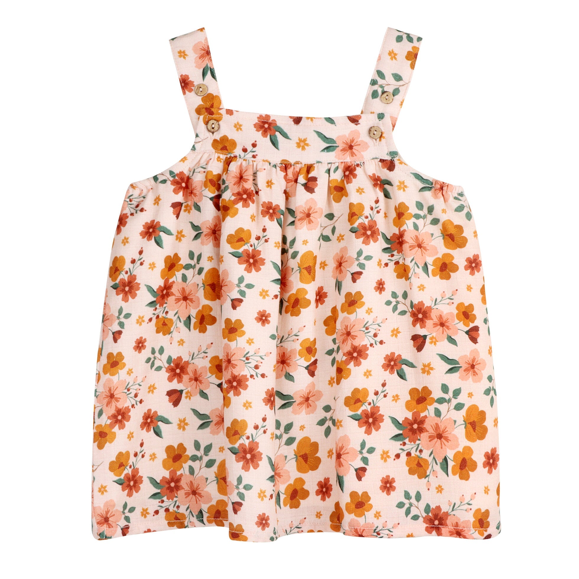Summer Floral Baby Sundress + Bloomer Set (Organic Muslin)