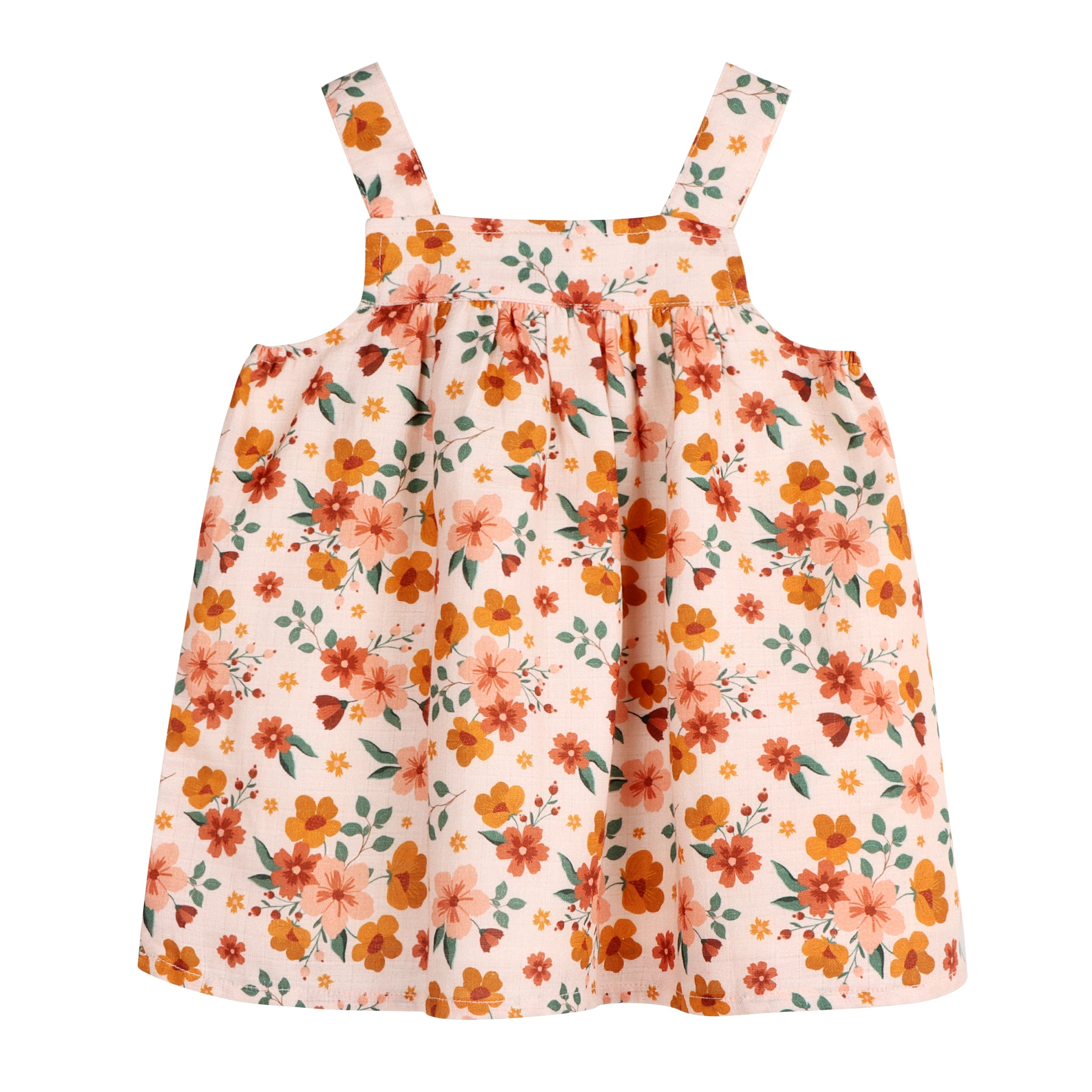 Summer Floral Baby Sundress + Bloomer Set (Organic Muslin)