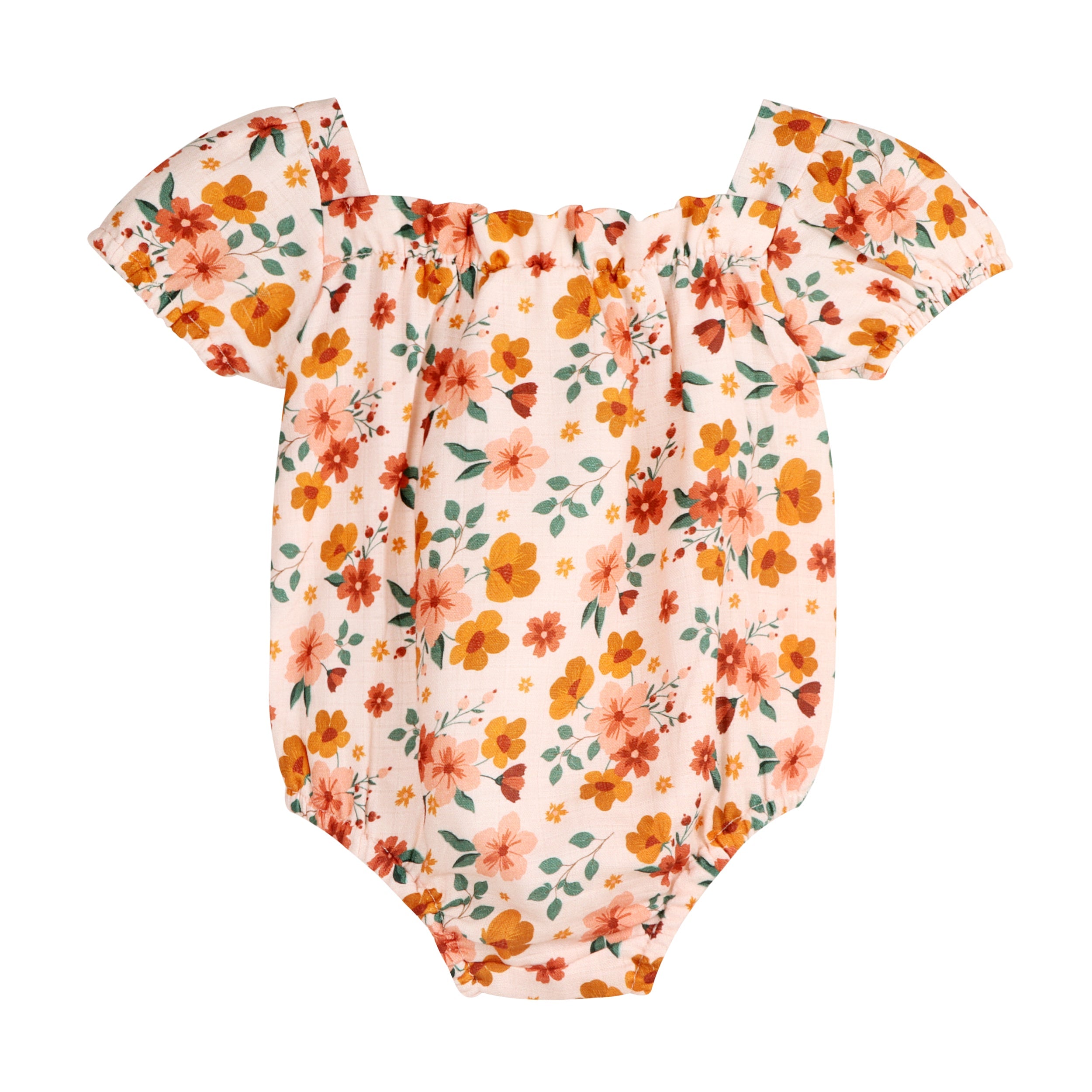 Summer Floral Bow Bubble Romper + Headband Set (Organic Muslin)