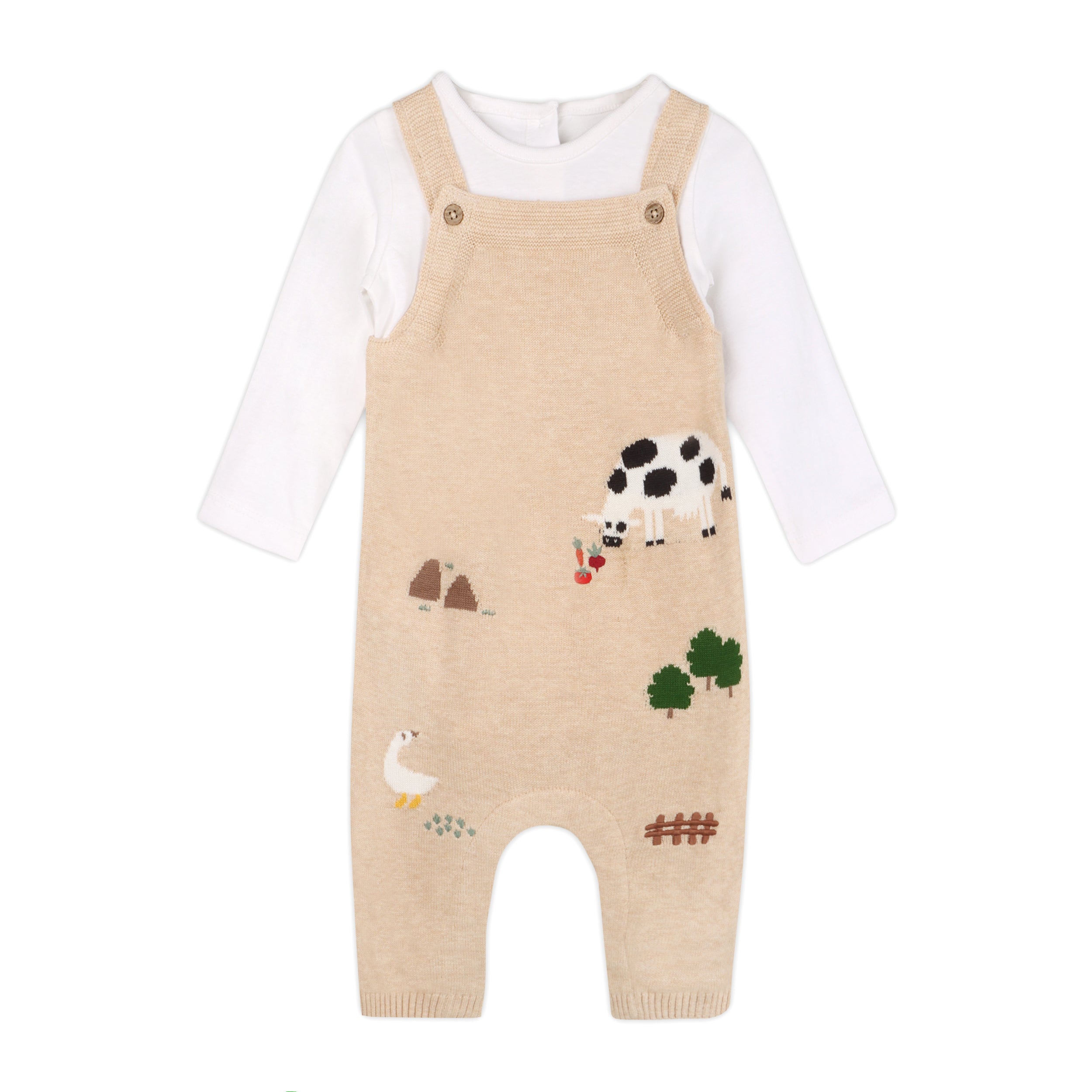 Farm Embroidered Baby Overall & Bodysuit Set (Organic Cotton)