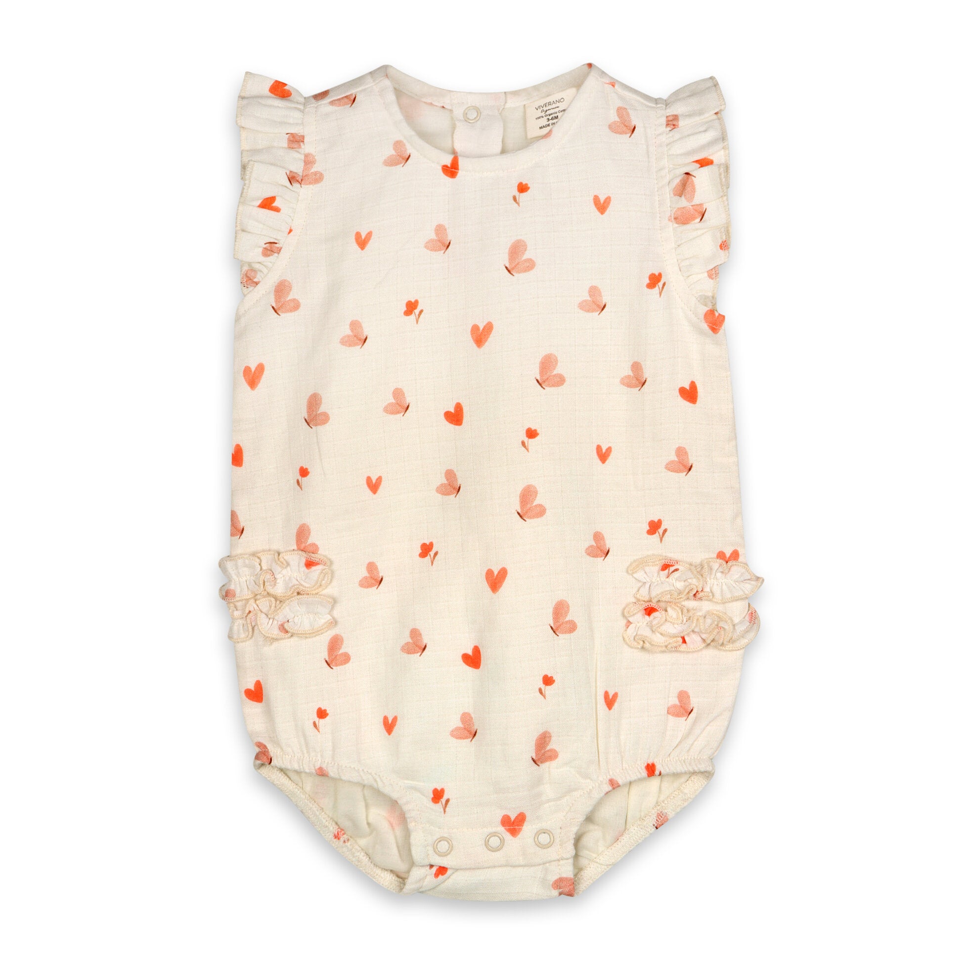 Butterfly Love Side Ruffle Baby Romper+Headband (Organic Muslin)