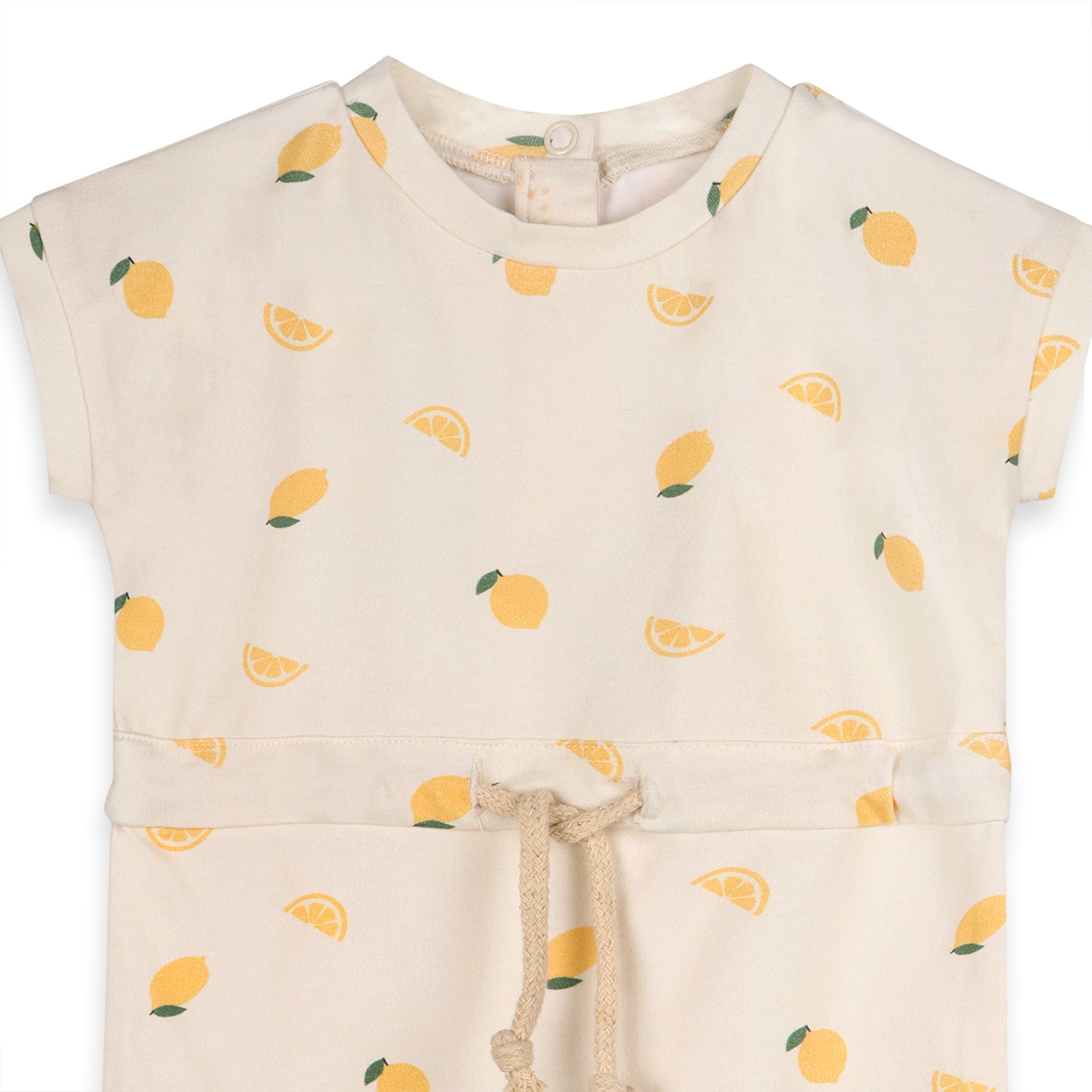 Lemon Waist Tie Short Baby Romper (Organic Jersey)