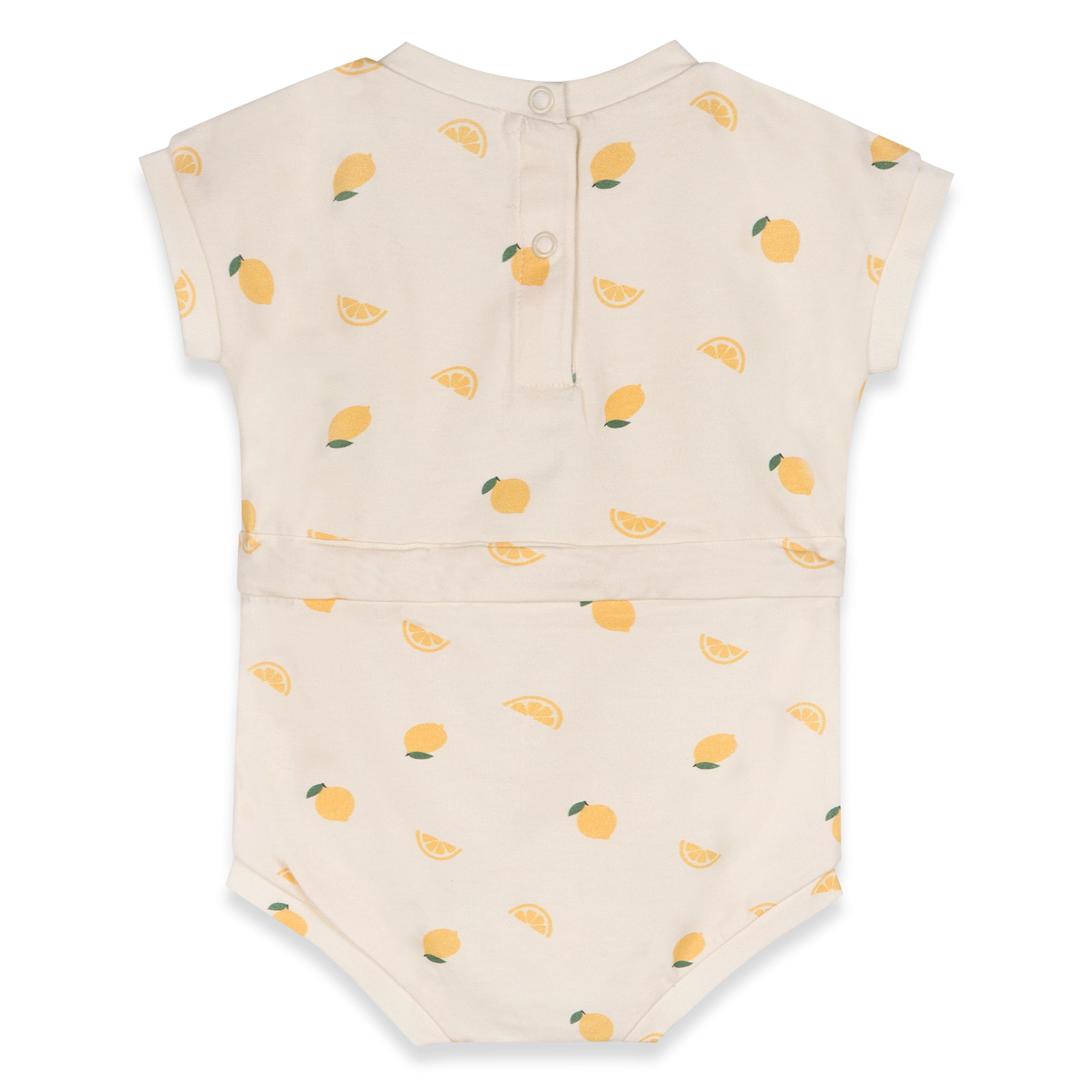 Lemon Waist Tie Short Baby Romper (Organic Jersey)