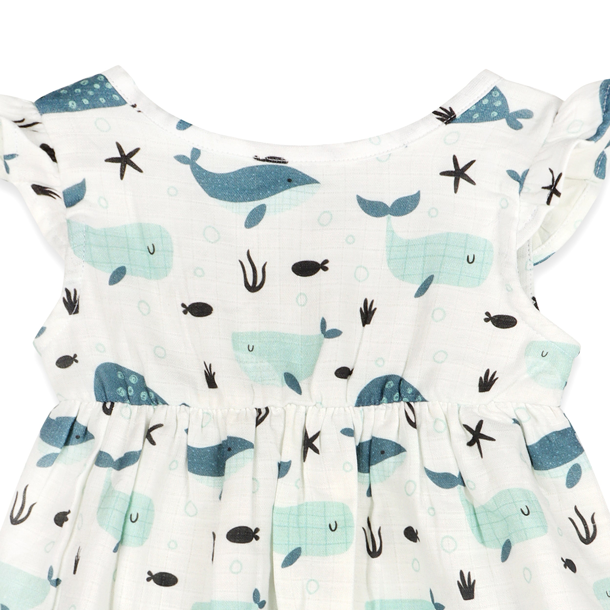 Whales Baby Sundress + Bloomer Set (Organic Muslin)