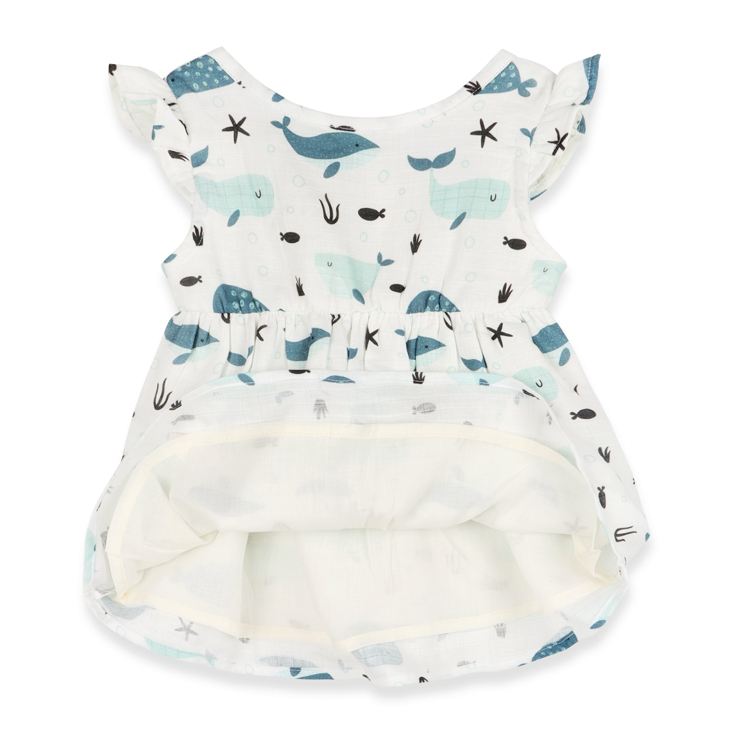Whales Baby Sundress + Bloomer Set (Organic Muslin)