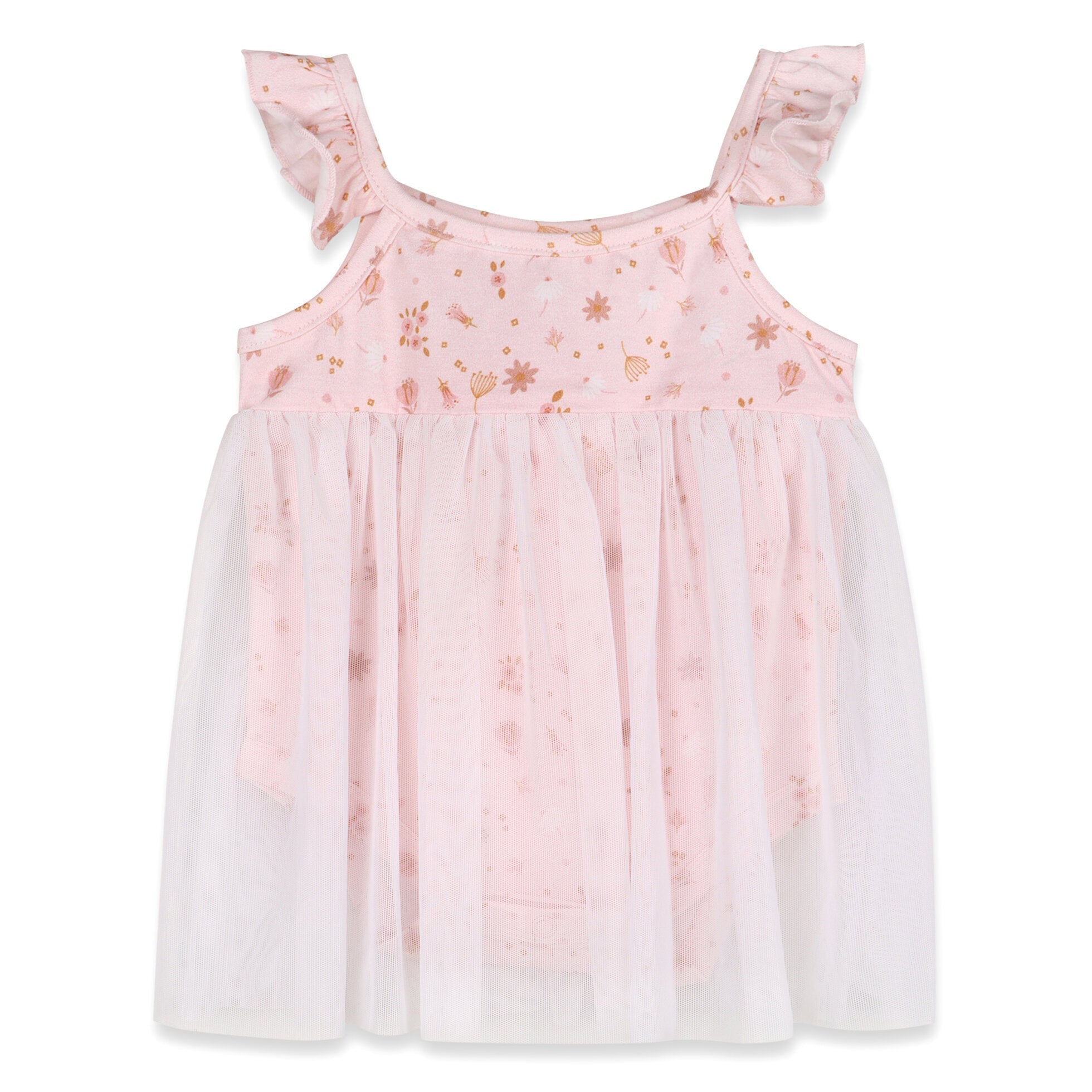 Pink Floral Tutu Romper Baby Dress (Organic Jersey)