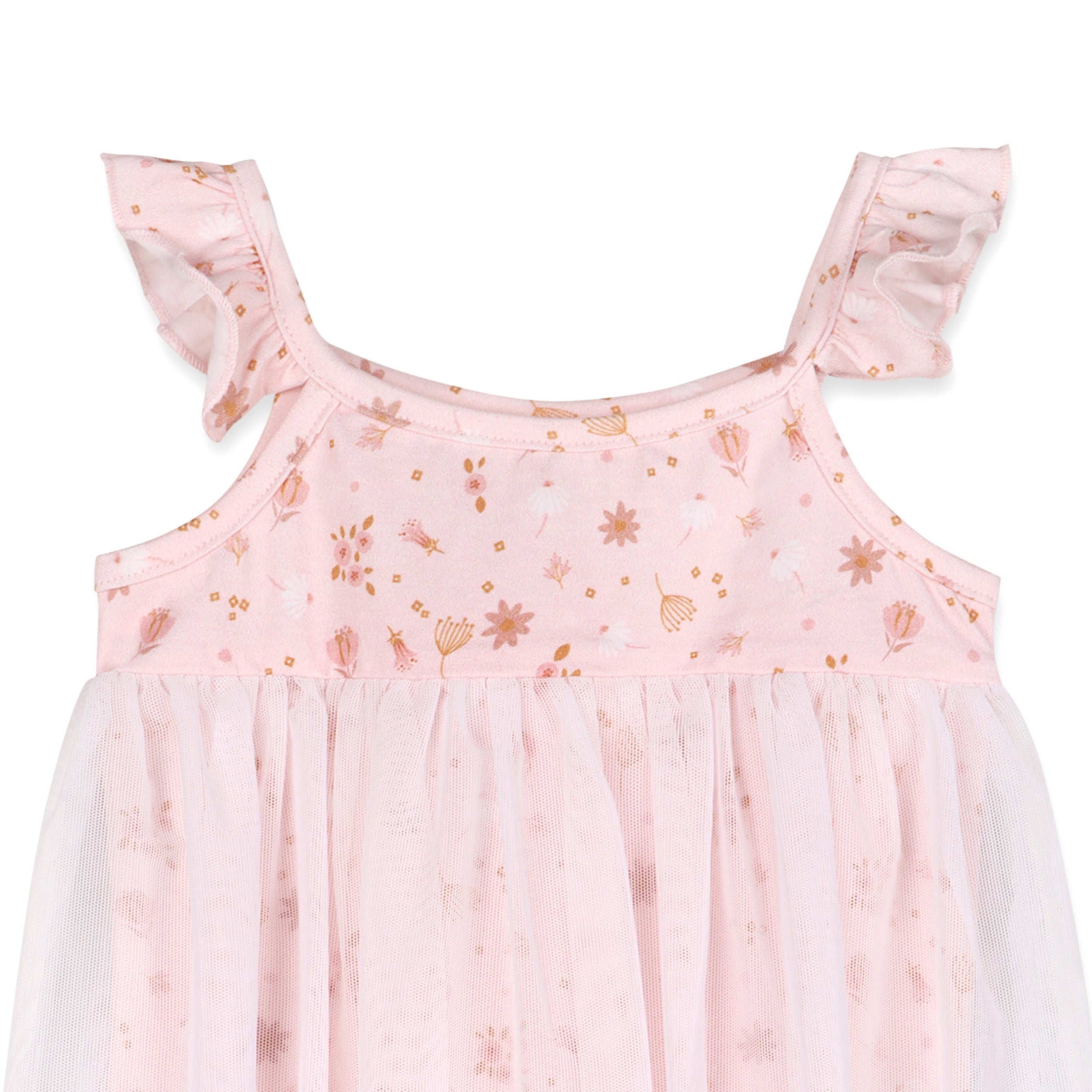 Pink Floral Tutu Romper Baby Dress (Organic Jersey)