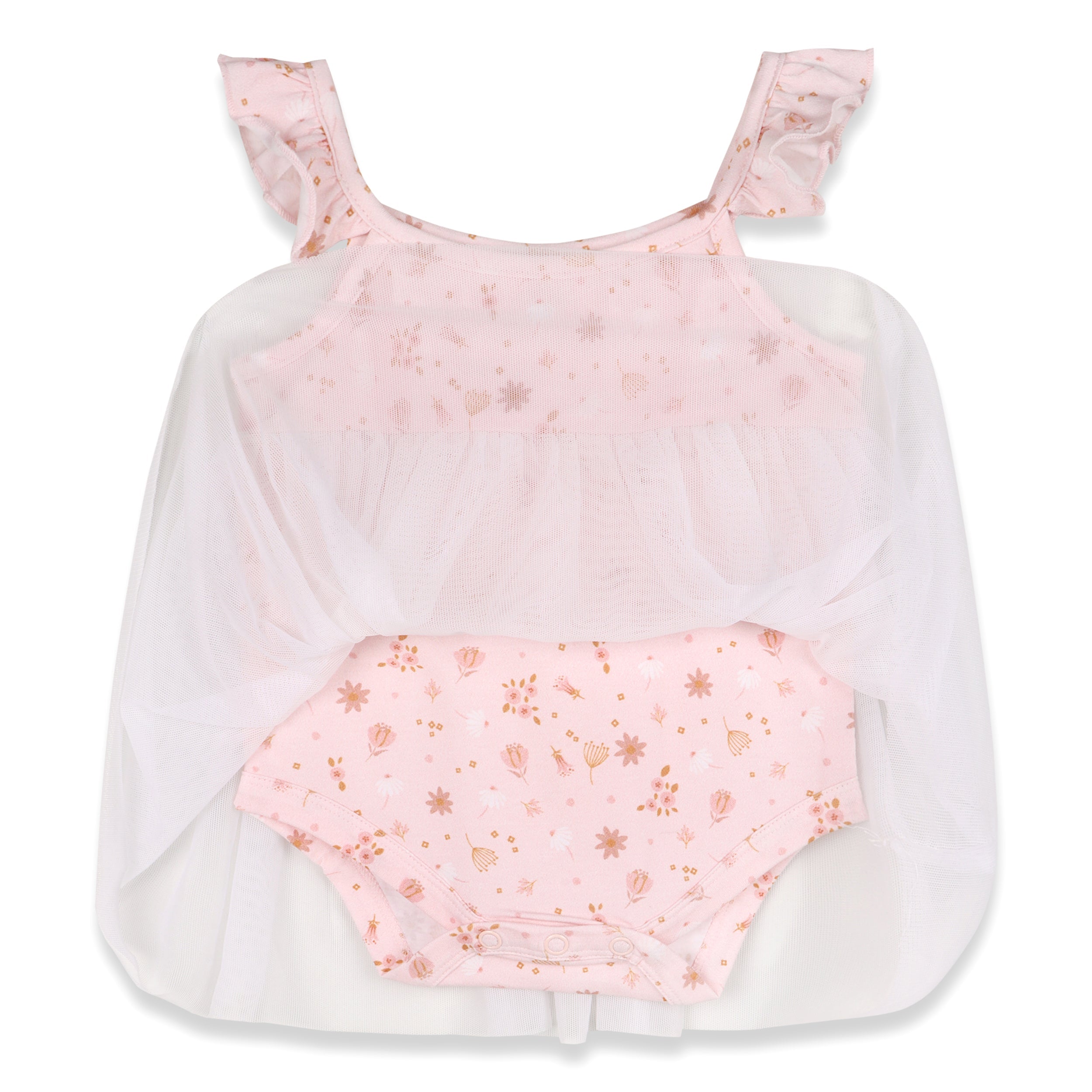 Pink Floral Tutu Romper Baby Dress (Organic Jersey)