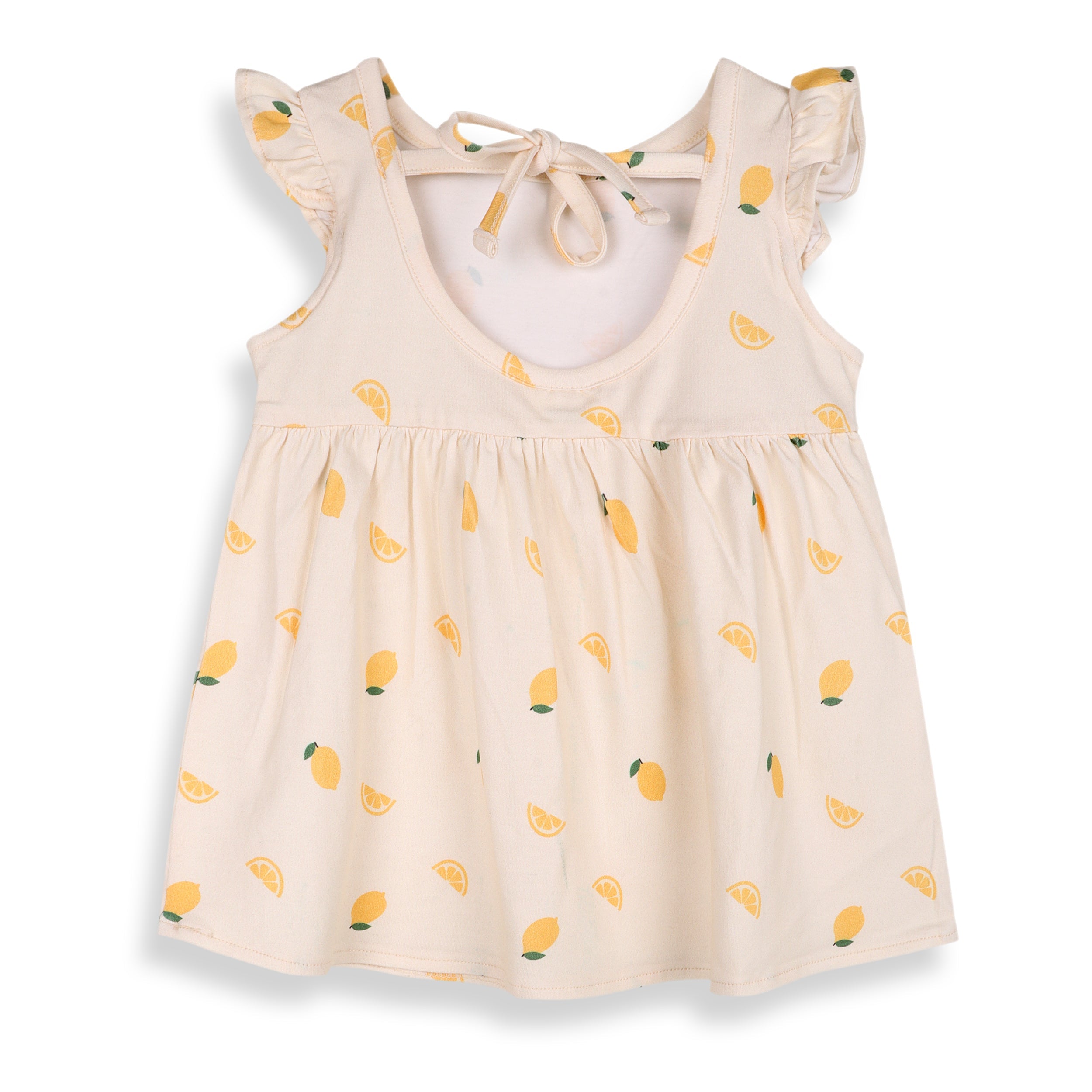 Lemon Baby Ruffle Dress + Bloomer Set (Organic Jersey)