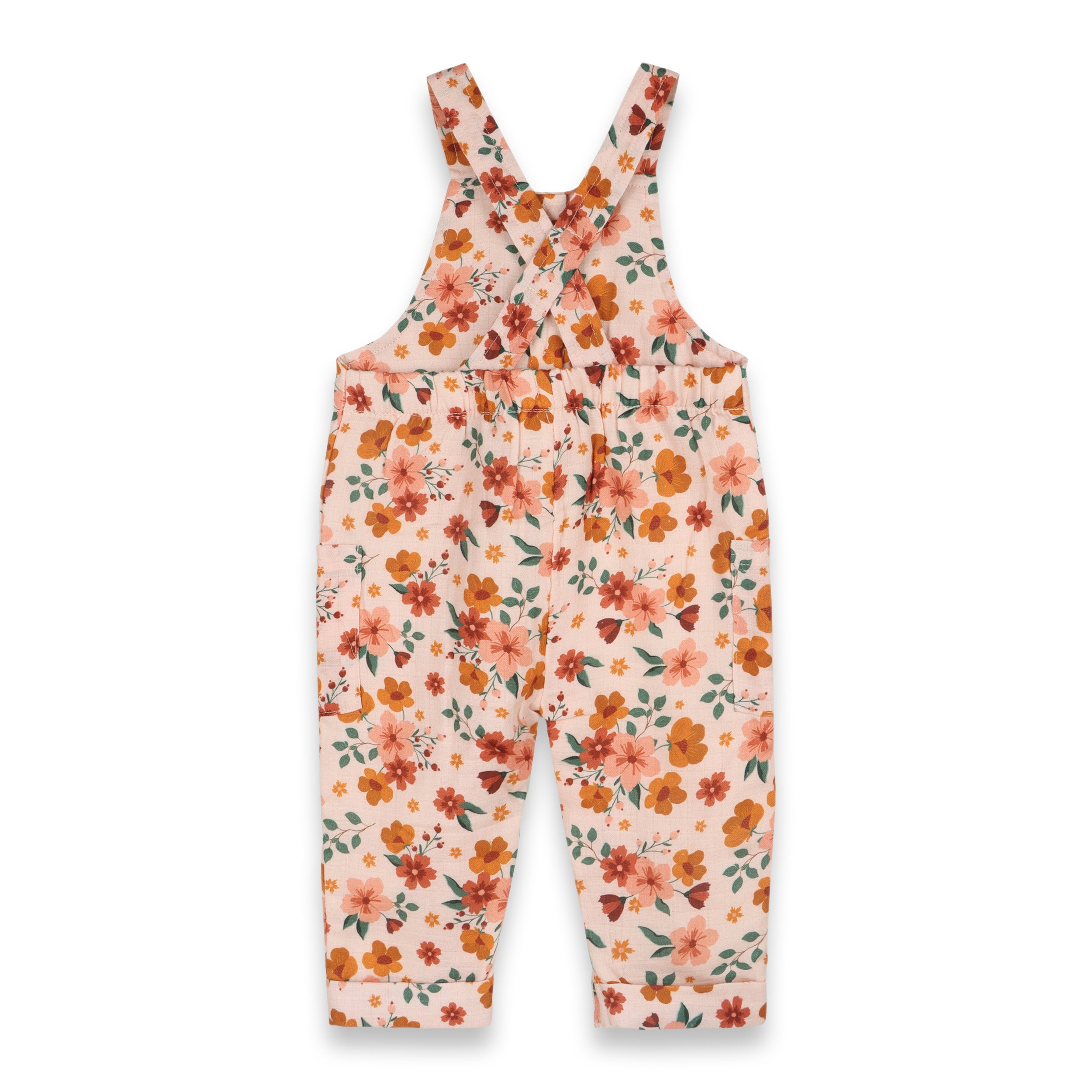 Summer Floral Baby Dungaree + Bodysuit Set (Organic Muslin)