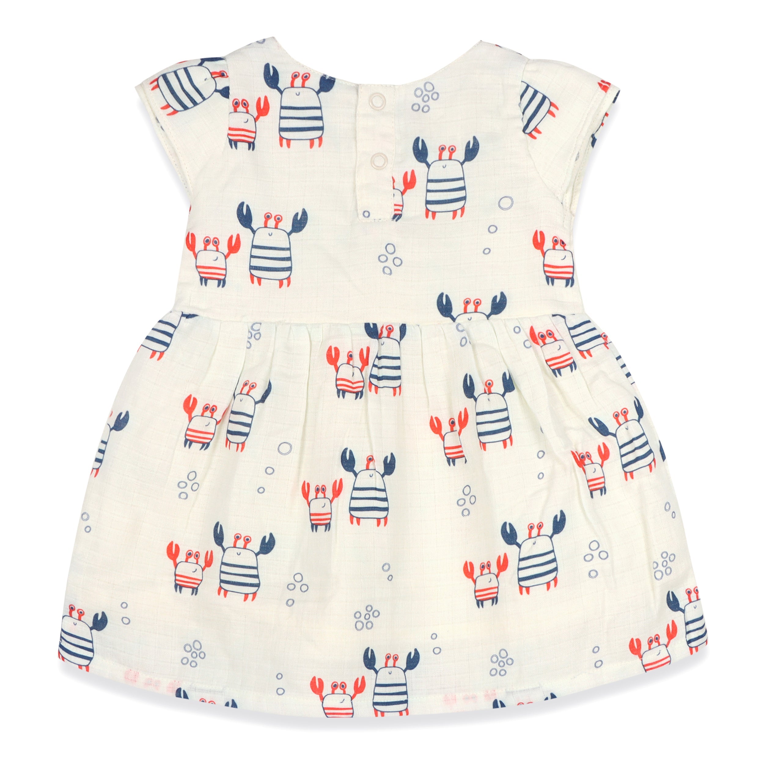 Nautical Crab Cap Sleeve Baby Dress + Bloomer SET (Organic Muslin)