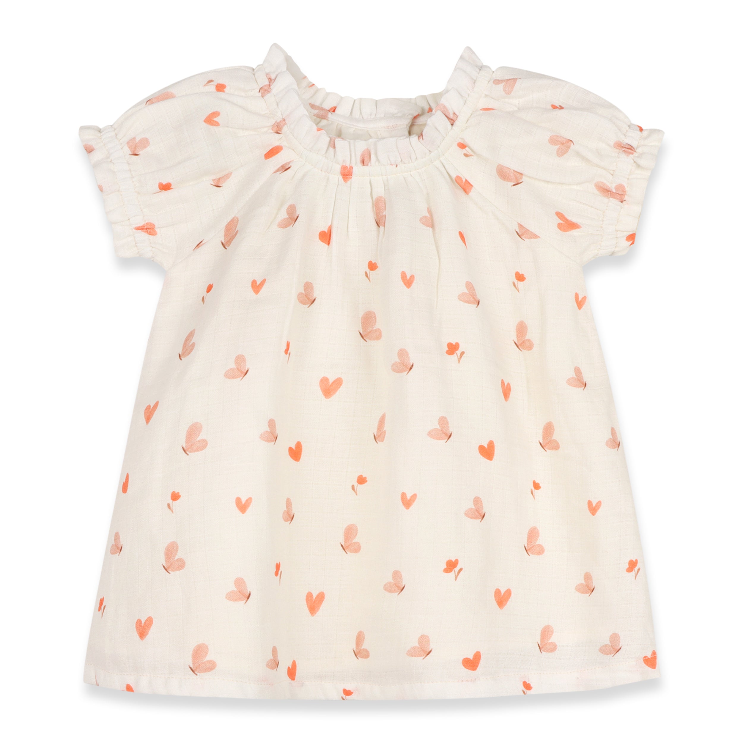 Butterfly Love Puff Sleeve Baby Dress + Bloomer Set (Organic Muslin)