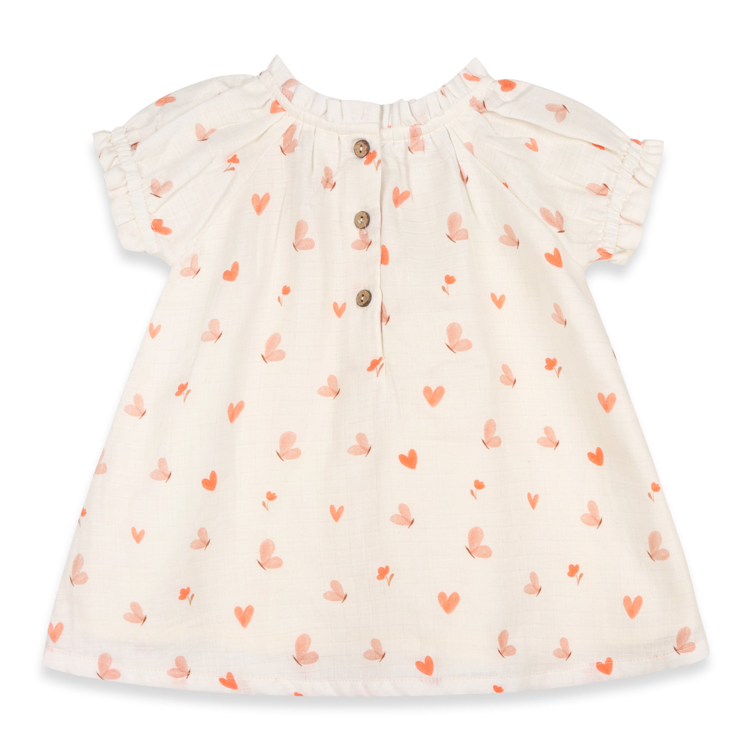 Butterfly Love Puff Sleeve Baby Dress + Bloomer Set (Organic Muslin)