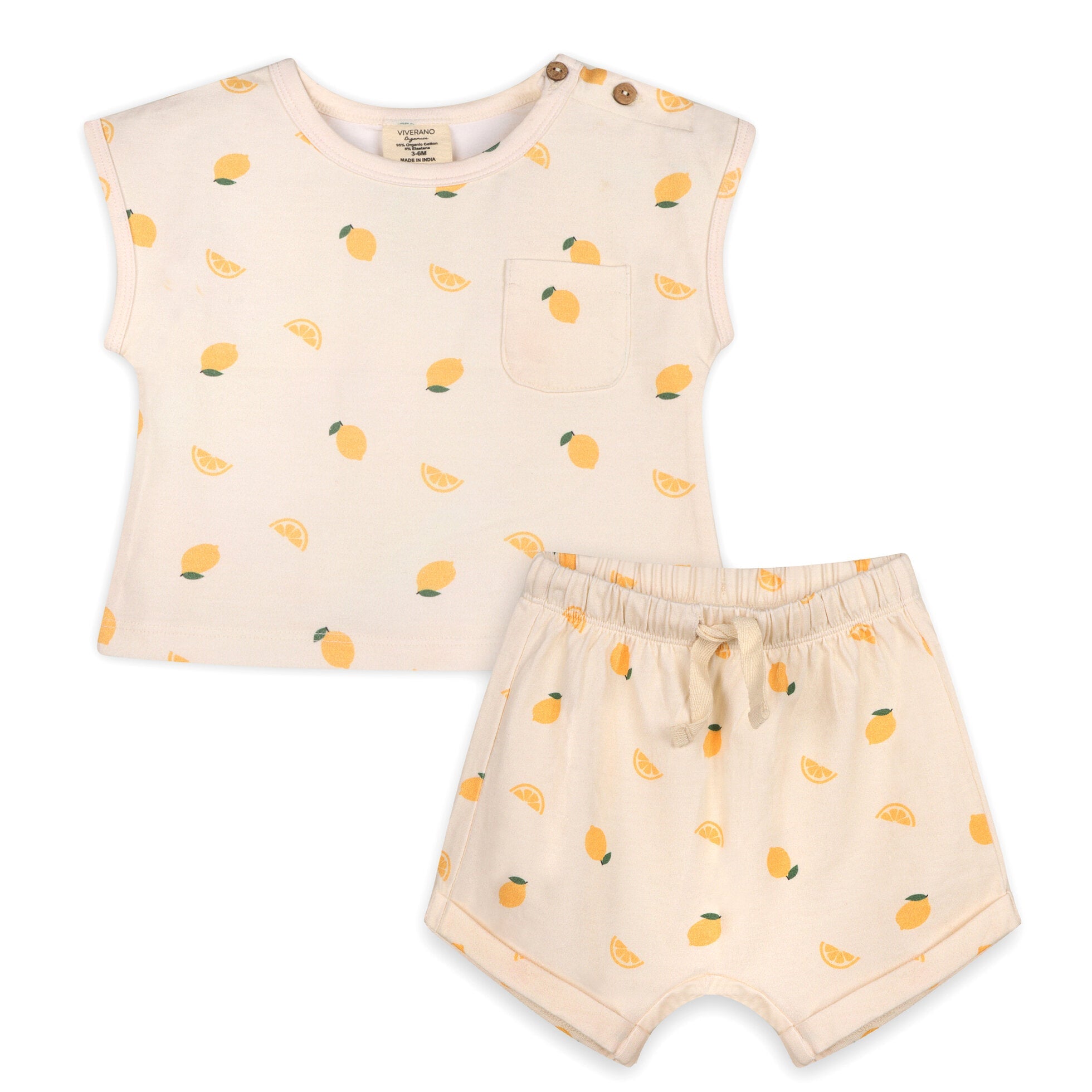 Lemon Baby Shirt Top & Shorts Set (Organic Jersey)